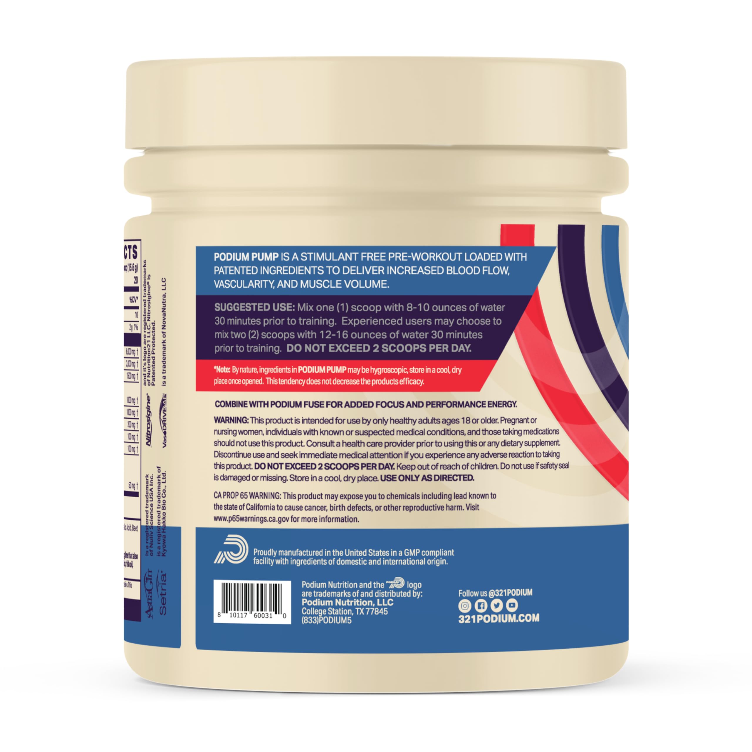 Podium Nutriton, Pump, Stimulant Free Pre-Workout, 40 Servings (Watermelon Mint) Podium NutritionAu supplements