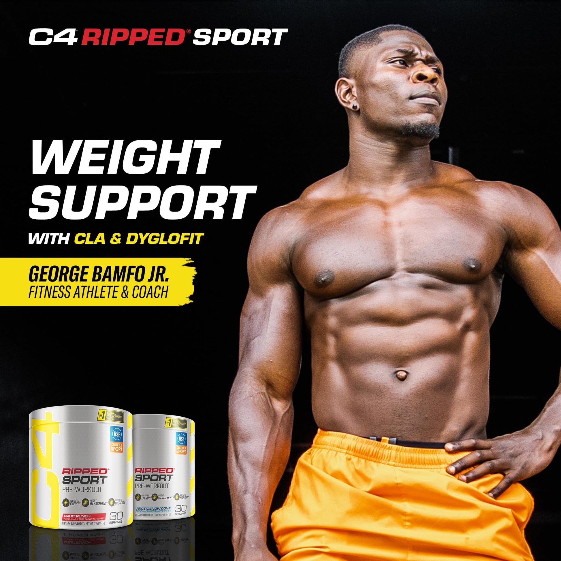C4 Ripped Sport Pre Workout Powder Fruit Punch - NSF Certified for Sport + Sugar Free CellucorUS supplements
