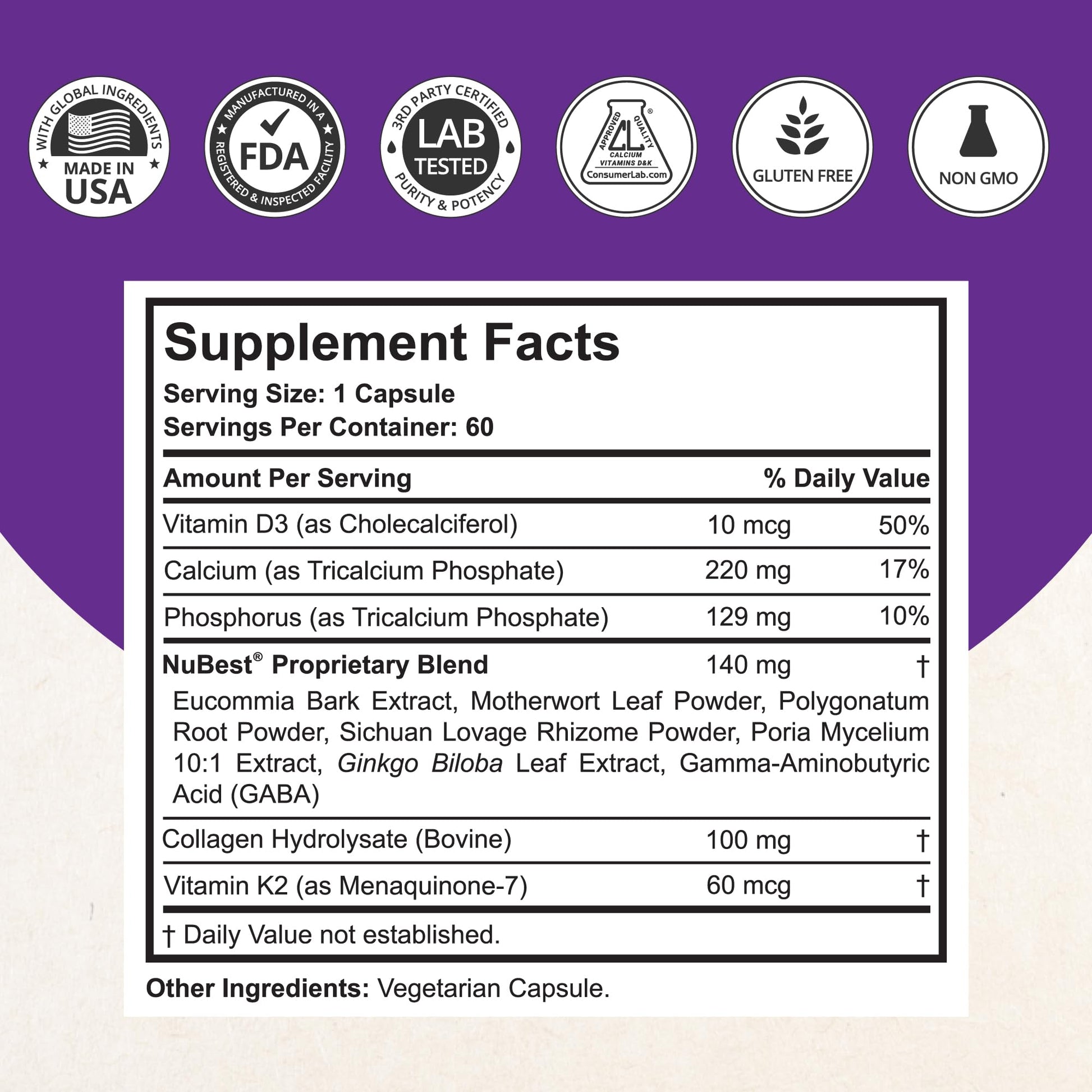 NuBest Tall 10+ Premium Bone Strength Formula, Enhanced Immunity and Overall Health for Age 10+ with Calcium, Vitamin D3, Vitamin K2, and Multivitamins | 60 Capsules | 1 Month Supply NuBestAu supplements