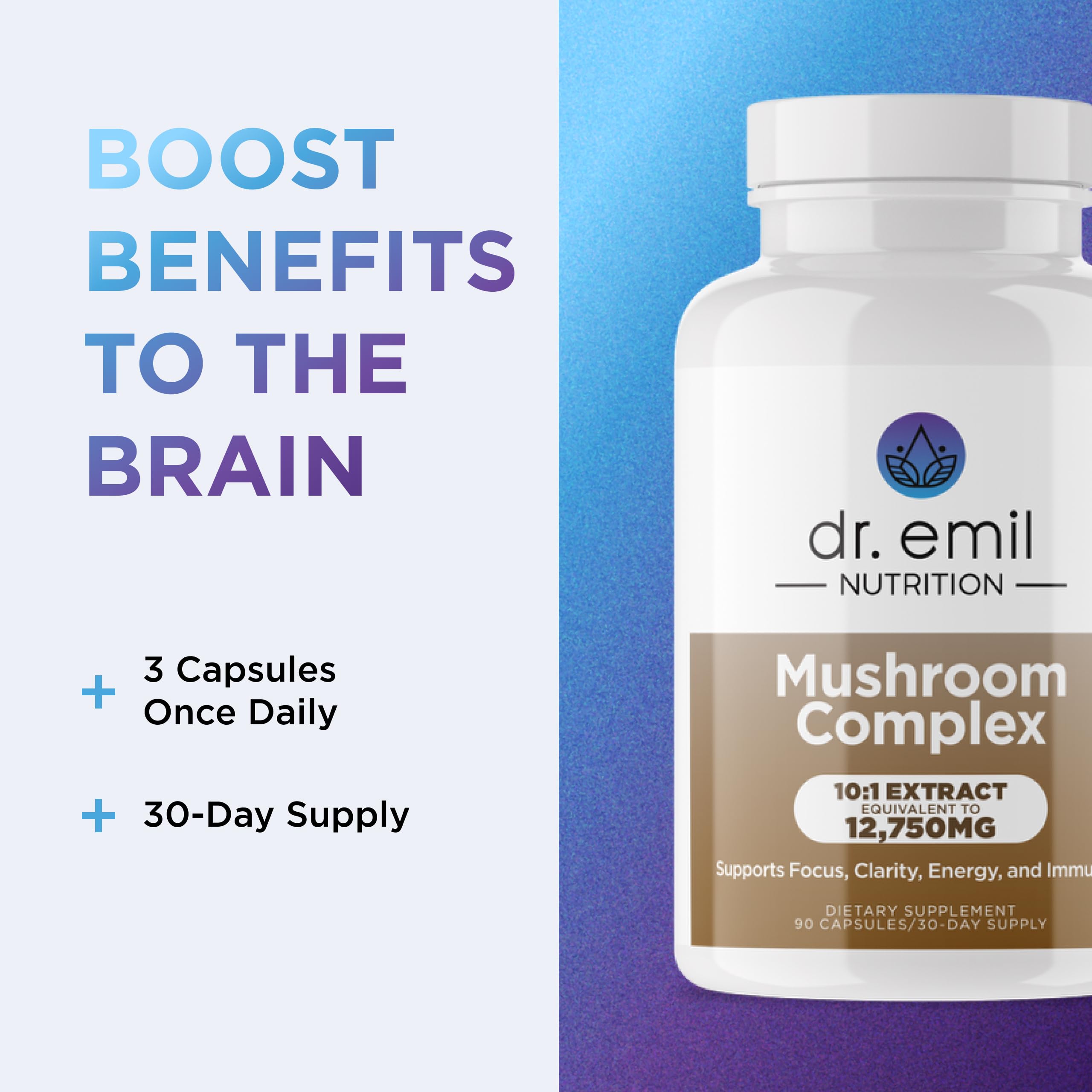 DR. EMIL NUTRITION 10 Mushroom Supplement for Mental Clarity, Focus & Immune Support - Functional Mushroom Nootropic Supplement with Lions Mane Extract, Cordyceps, Turkey Tail & More DR. EMIL NUTRITIONAu supplements