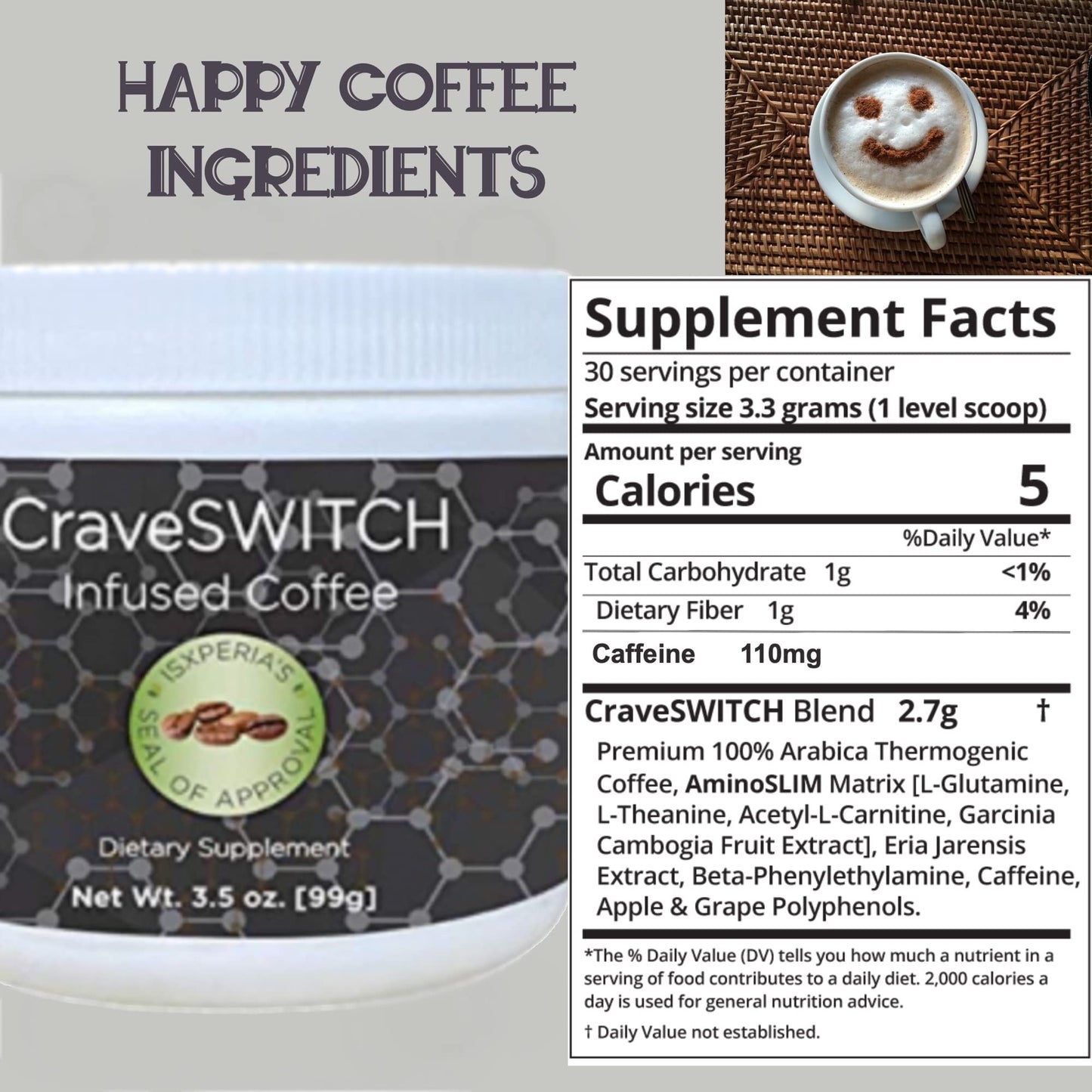 isXperia CraveSWITCH Bold Coffee - Colombian Arabica Coffee with Antioxidants isXperiaUS supplements