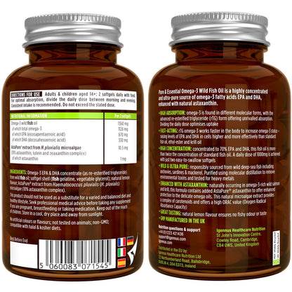 Omega-3 Wild Fish Oil & Astaxanthin, The Most Advanced High Absorption rTG Omega-3 Igennus Healthcare NutritionUS supplements