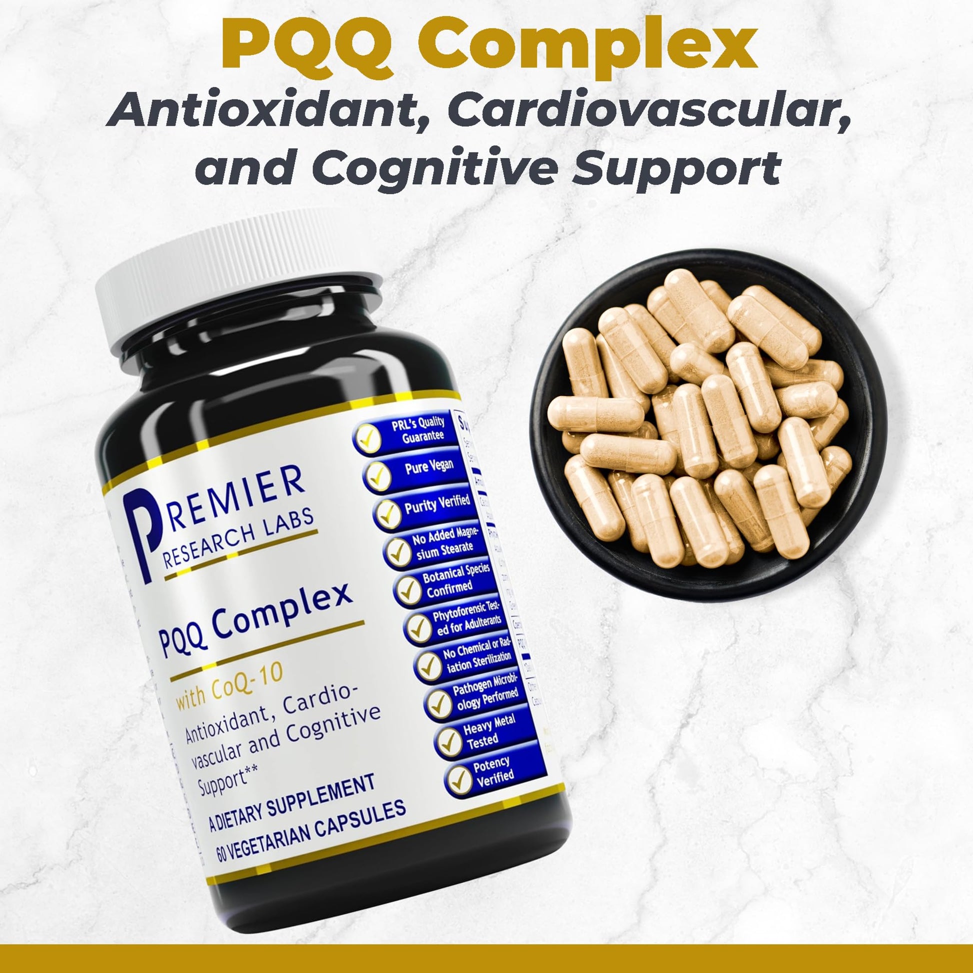 Premier Research Labs Premier PQQ Complex with CoQ10 - Coenzyme Q10, Co Q 10 Supplement with Pyrroloquinoline Quinone (PQQ) for Antioxidant, Brain & Heart Support - 60 Vegetarian Capsules Premier Research LabsAu supplements