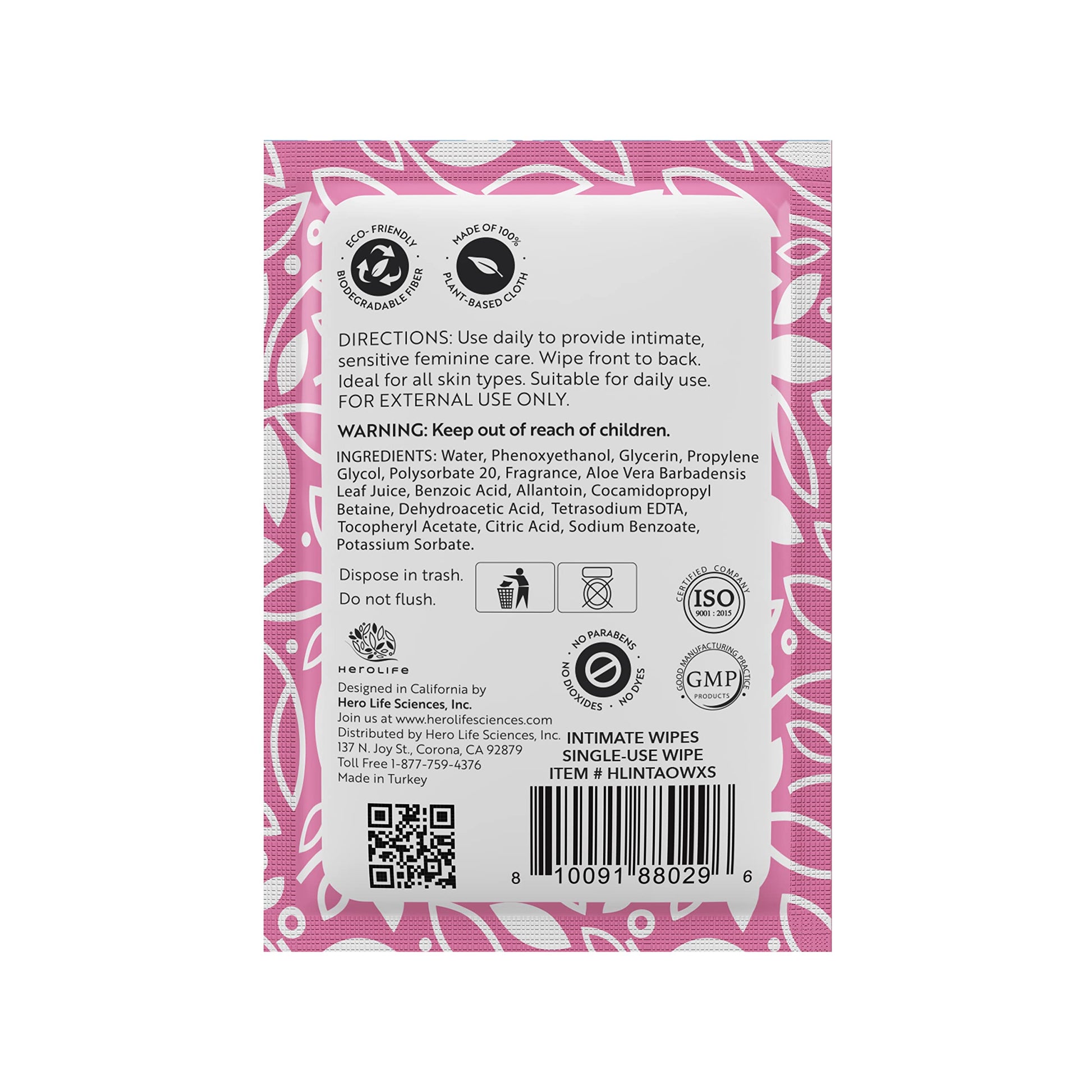 HEROLIFE Personal Wipes for Feminine Care, Single Use To Go, Plant-Based, 1 pack of 40 Single HerolifeAu supplements