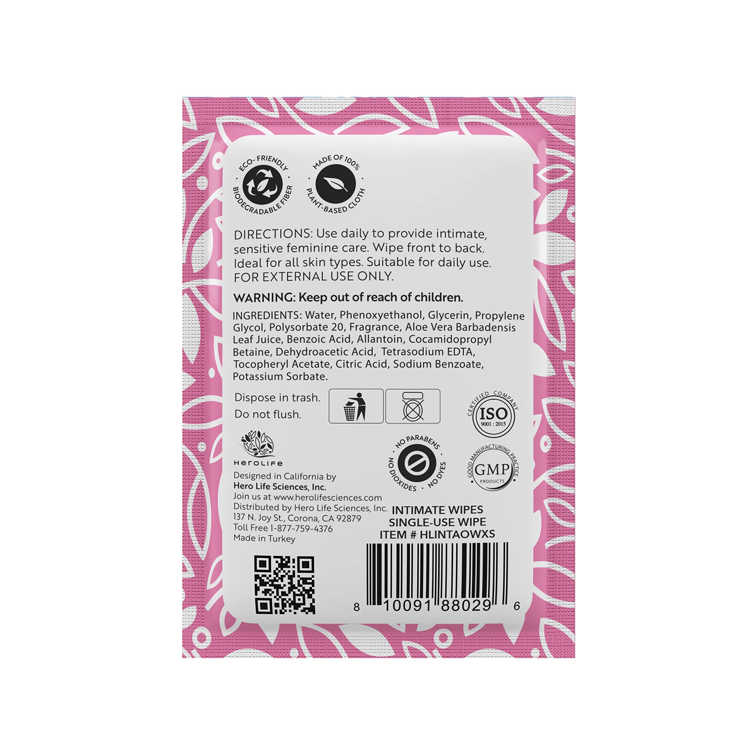 HEROLIFE Personal Wipes for Feminine Care, Single Use To Go, Plant-Based, 1 pack of 40 Single HerolifeAu supplements