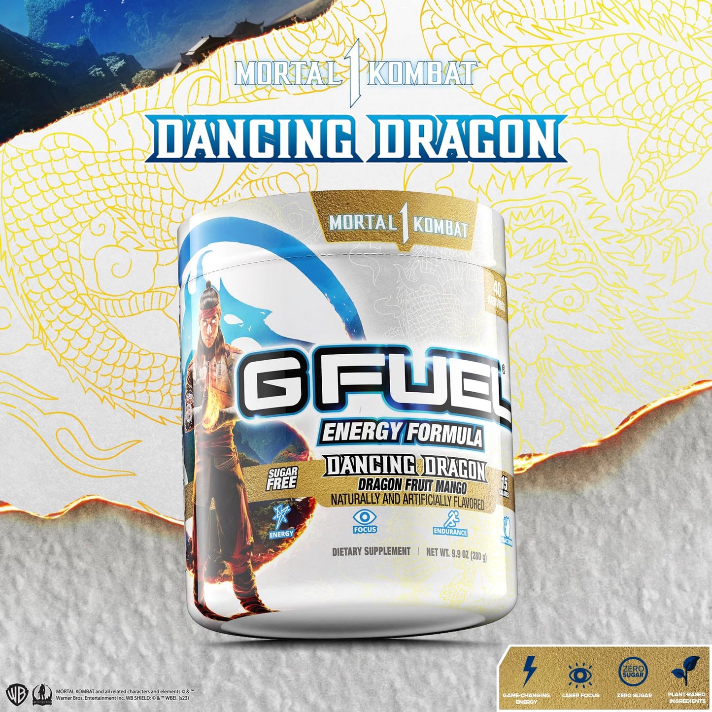 G fuel Mortal Kombat Dancing Dragon Energy Powder, Sugar Free, Clean Caffeine Focus G fuelUS supplements