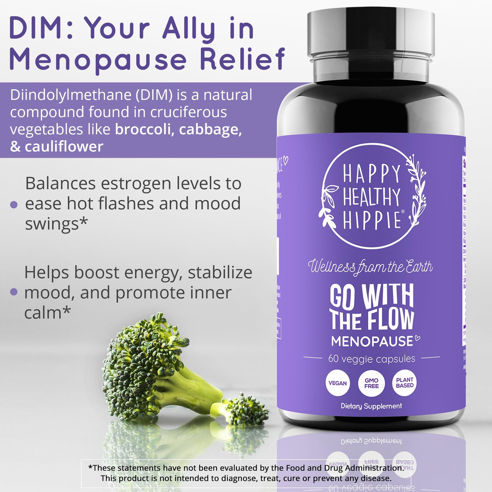 Menopause Supplements for Women – DIM Supplement + Probiotics | Estrogen Metabolism & Hormone Balance Support | Perimenopause Relief | Hot Flashes, Mood Swings & Night Sweats | Dong Quai | 60 Ct Happy Healthy HippieAu supplements