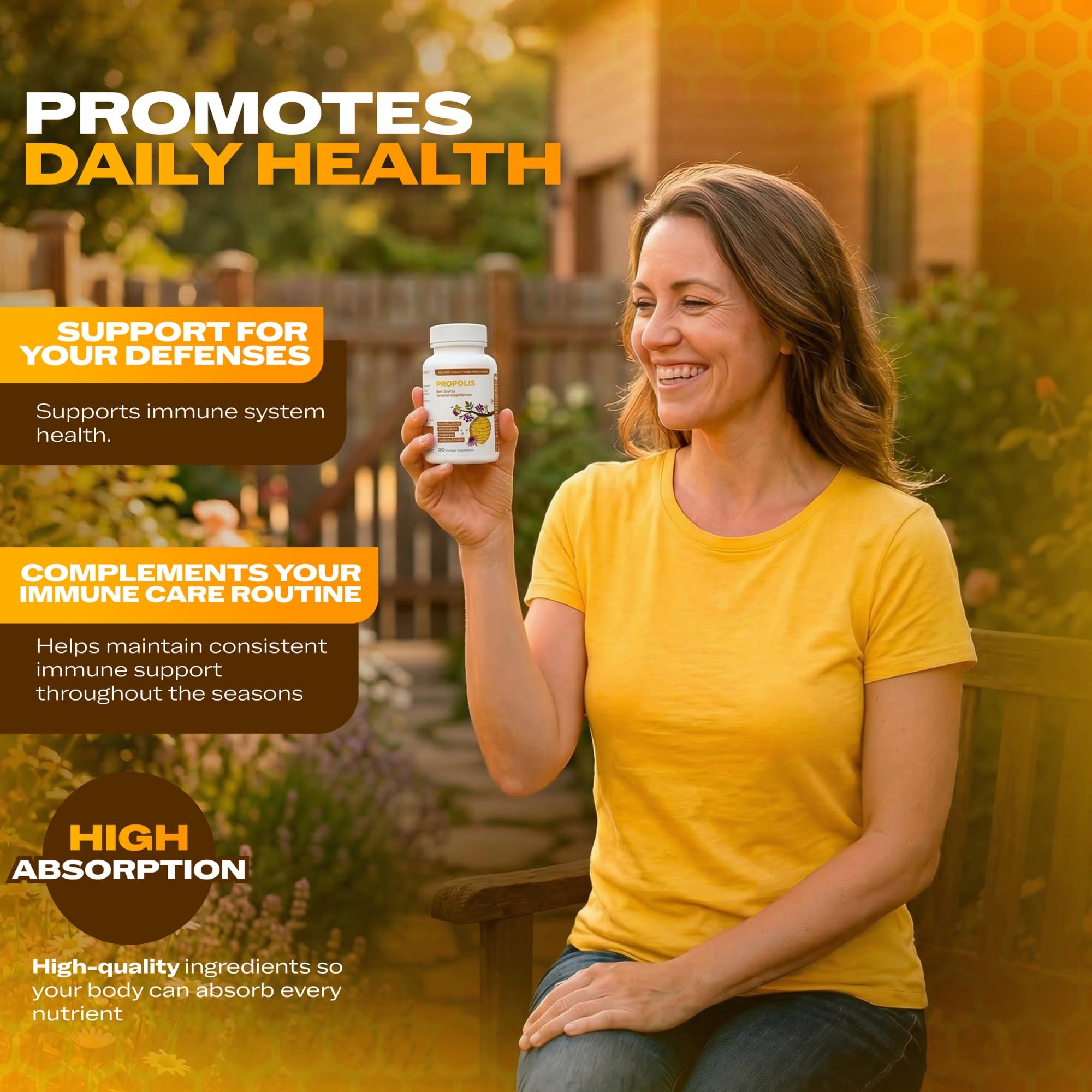 Only Nutri Labs Bee Propolis Dietary Supplement, with Elderberry, Echinacea, Vitamin C and Beta Glucans - Daily Wellness Capsules for Adults (60 Count) Only Nutri LabsAu supplements