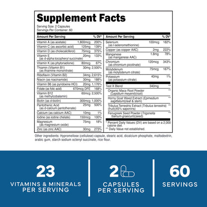 Type Zero Multivitamin Capsules for Men (120 Capsules) (1200 mg) - Gluten-Free, 60 Servings Type ZeroUS supplements
