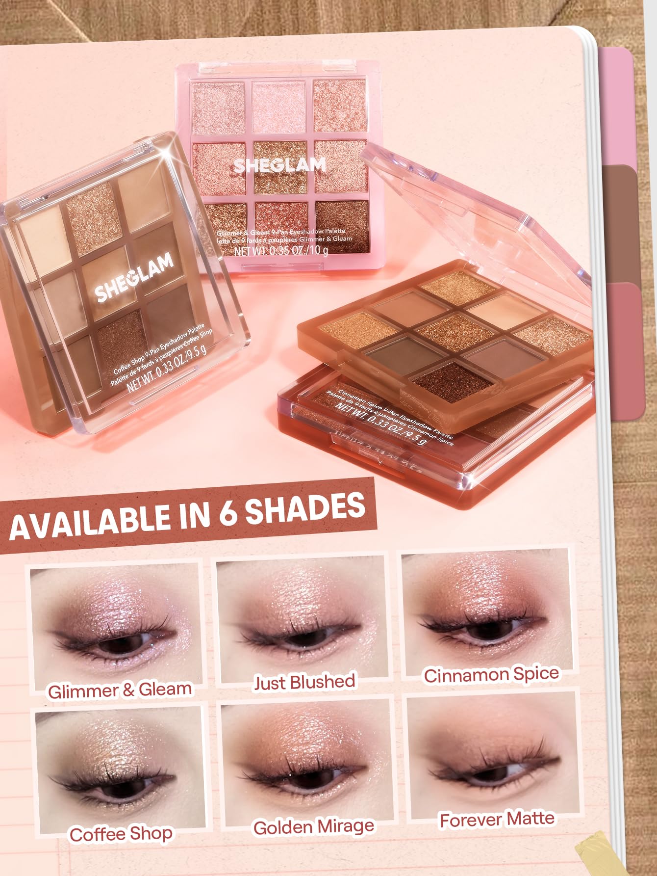 SHEGLAM Eyeshadow Palette 9-Color Ultra-pigmented Shimmer & Matte Shades, Vegan & Cruelty-free-Coffee Shop SHEGLAMAu supplements