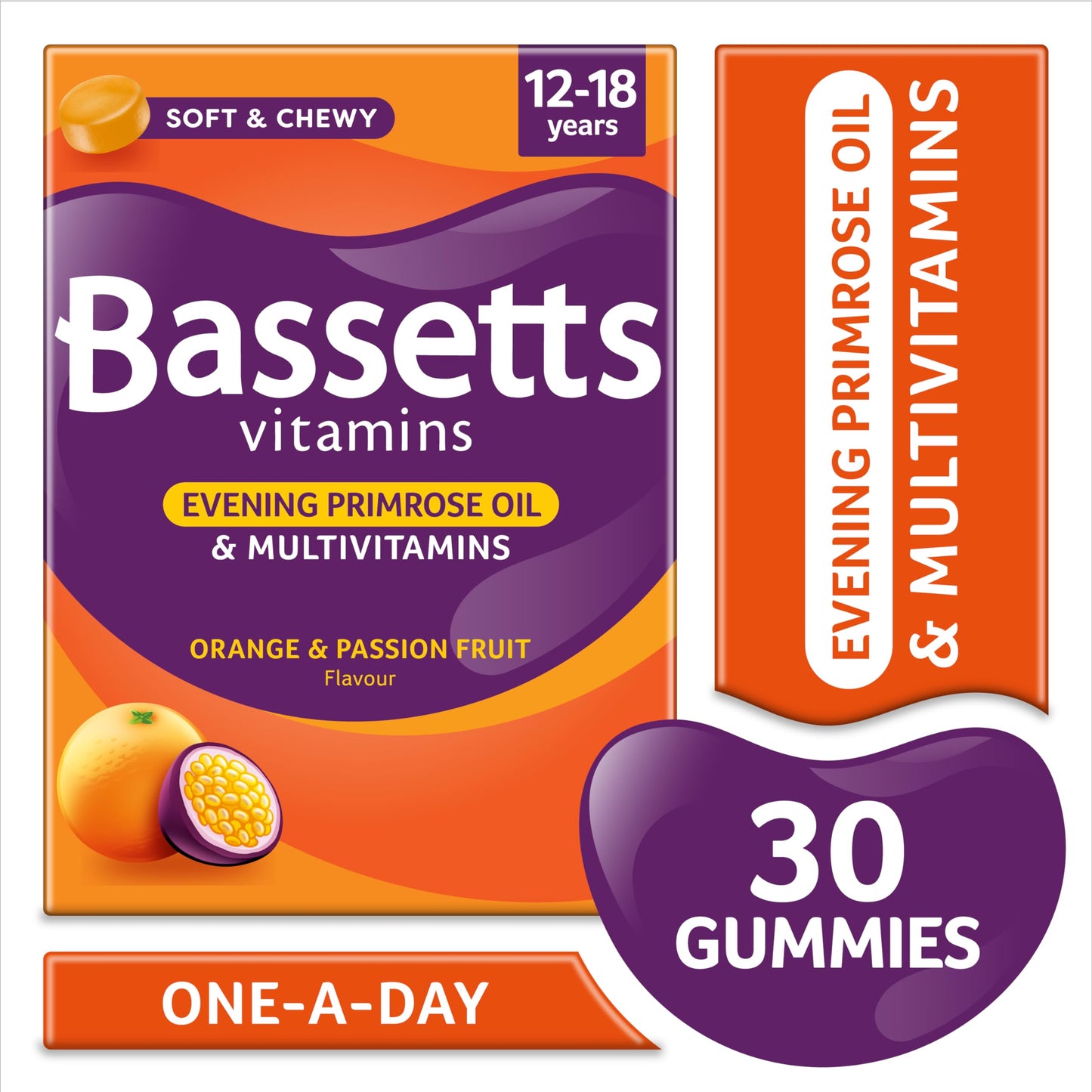 Bassetts Vitamins 12-18 EPO Orange & Passion Fruit 30's, 94.2 g, Orange and passionfruit Bassetts VitaminsUS supplements