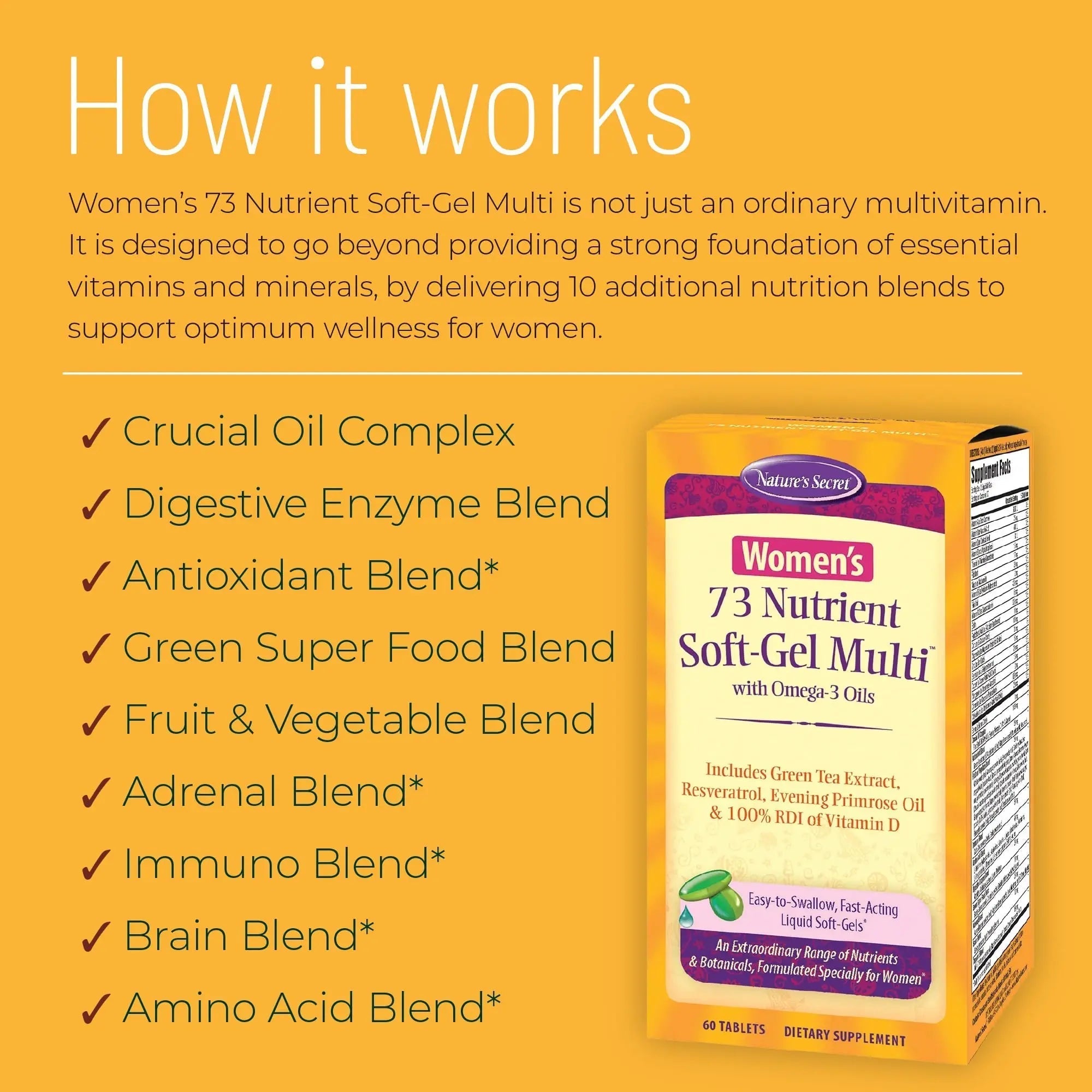 Nature's Secret Women's 73 Nutrient Soft-Gel Multi Vitamin, 60-Count Nature's SecretAu supplements