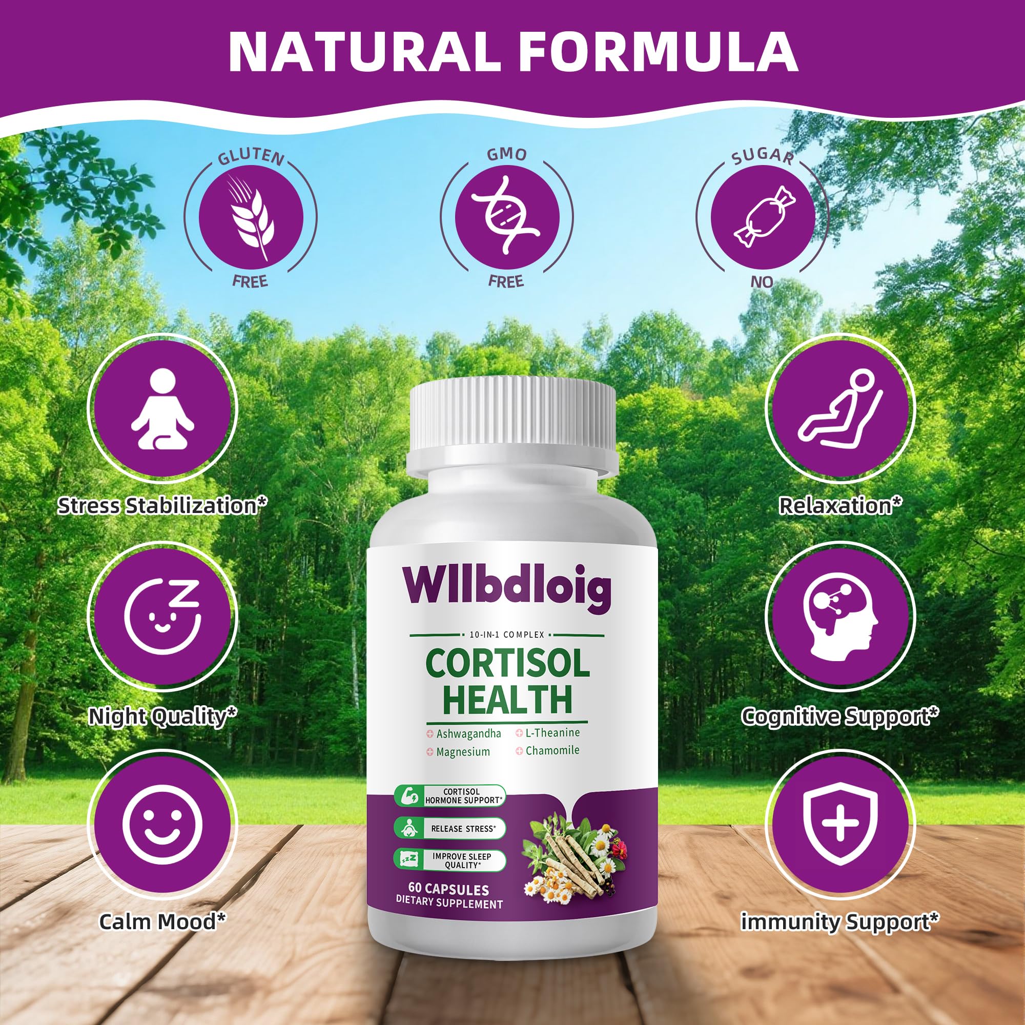 Cortisol Supplements for Women Men, High Cortisol Reducer Health, Detox Cortisol Manager for Stress Relief ,Mood and Sleep with Ashwagandha, L-Theanine, Lower and Control - Non-GMO,Vegan 60 Capsules WllbdloigAu supplements