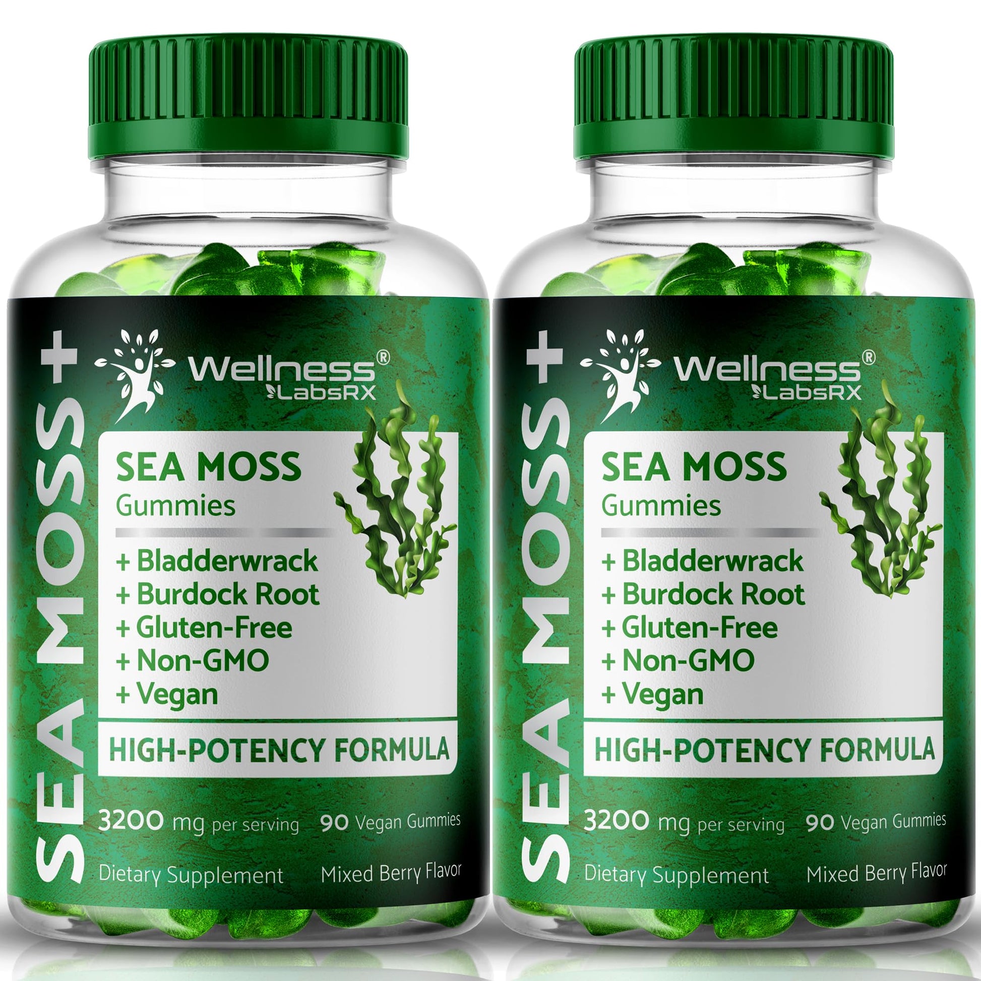 WELLNESS LABSRX Sea Moss Gummies, 3200mg Irish Sea Moss Mixed Berry Flavor with Maximum Potency Bladderwrack and Burdock Root - Supports Skin, Energy and Immunity - 180 Count WELLNESS LABSRXAu supplements