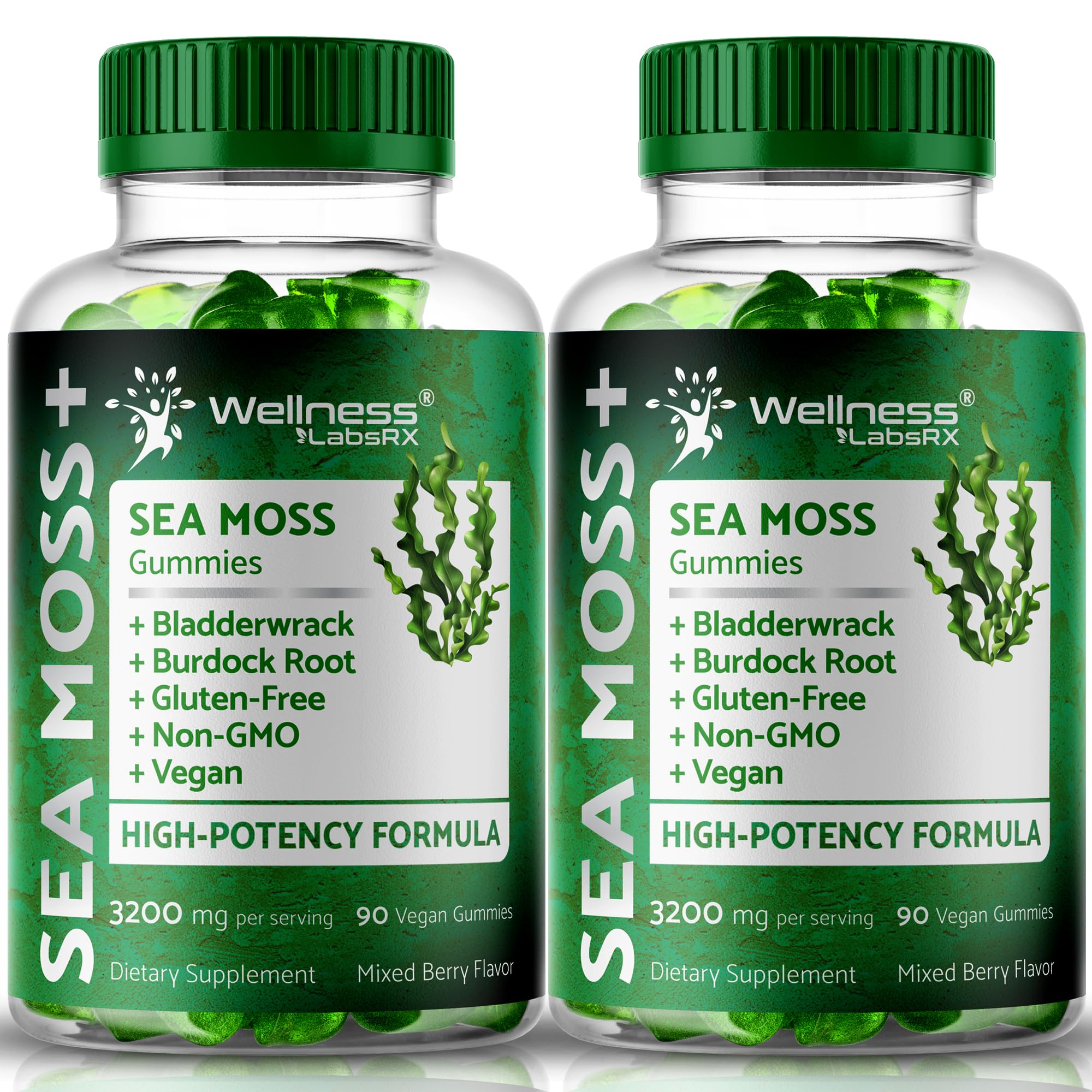 WELLNESS LABSRX Sea Moss Gummies, 3200mg Irish Sea Moss Mixed Berry Flavor with Maximum Potency Bladderwrack and Burdock Root - Supports Skin, Energy and Immunity - 180 Count WELLNESS LABSRXAu supplements