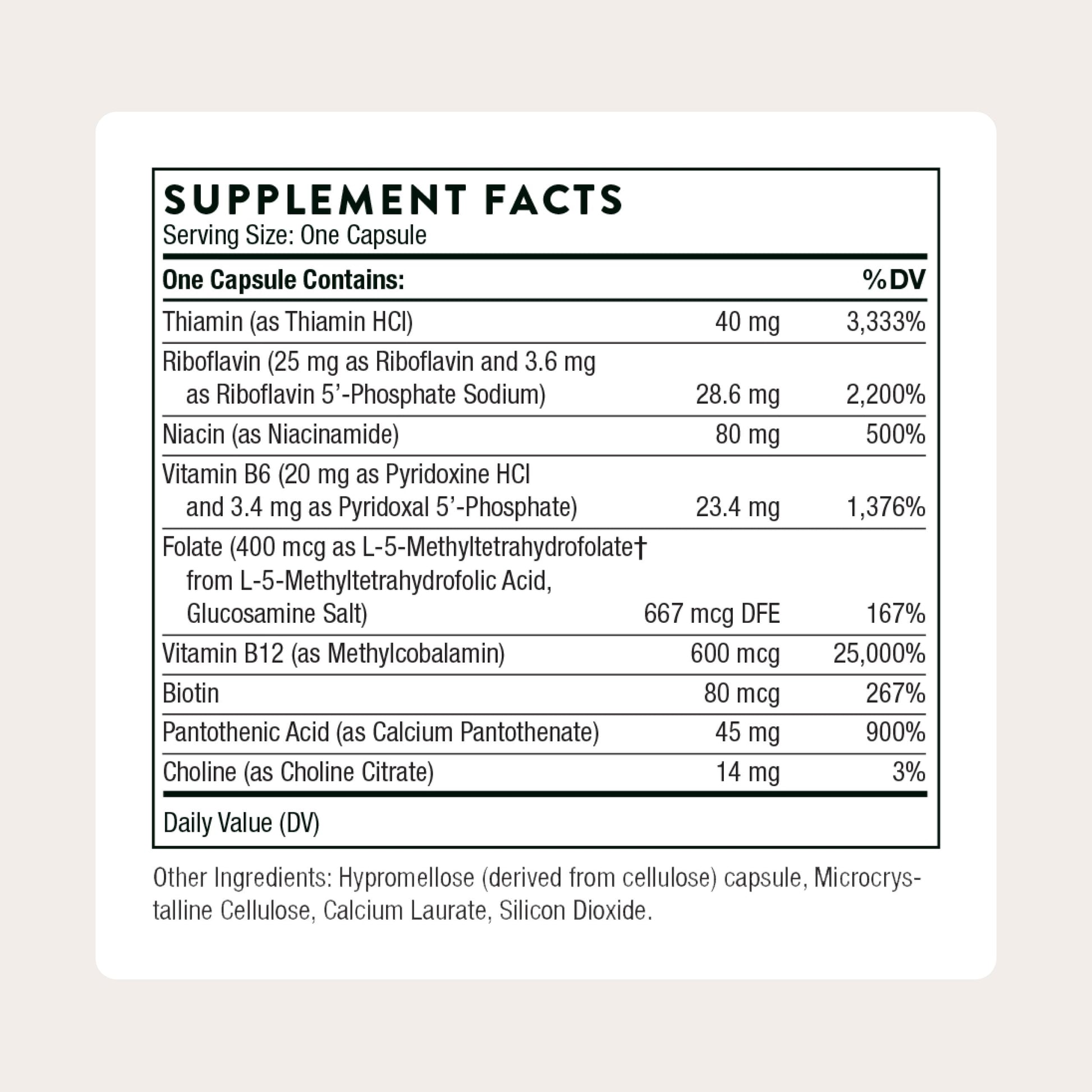 THORNE - B-Complex #12 - Vitamin B Complex with Active B12 and Folate - 60 Capsules THORNEAu supplements