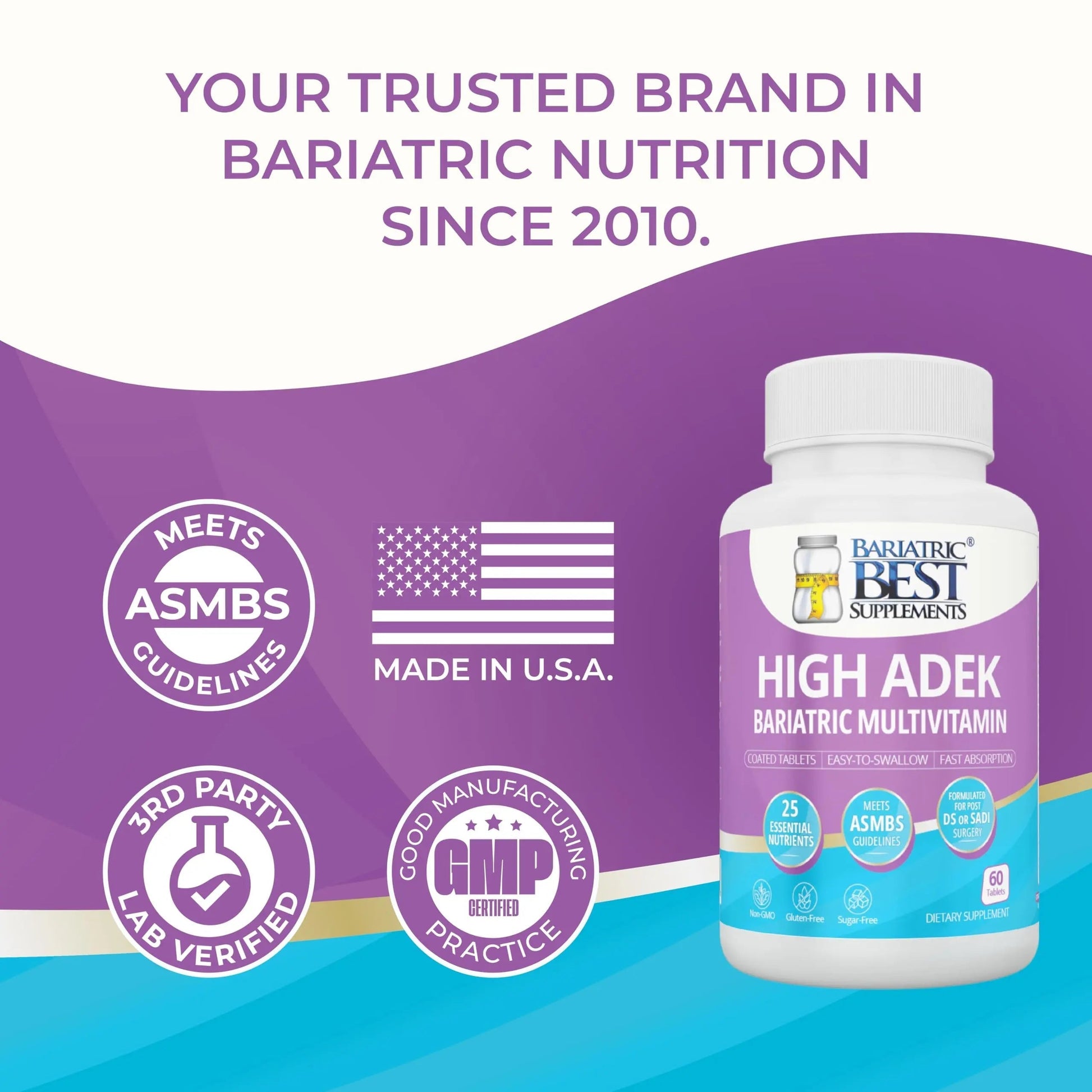High A D E K Bariatric Multivitamin for Post DS/SADI Surgery, 25 Essential Nutrients for Post-Weight Loss Surgery, 60 Tablets Bariatric Best SupplementsAu supplements