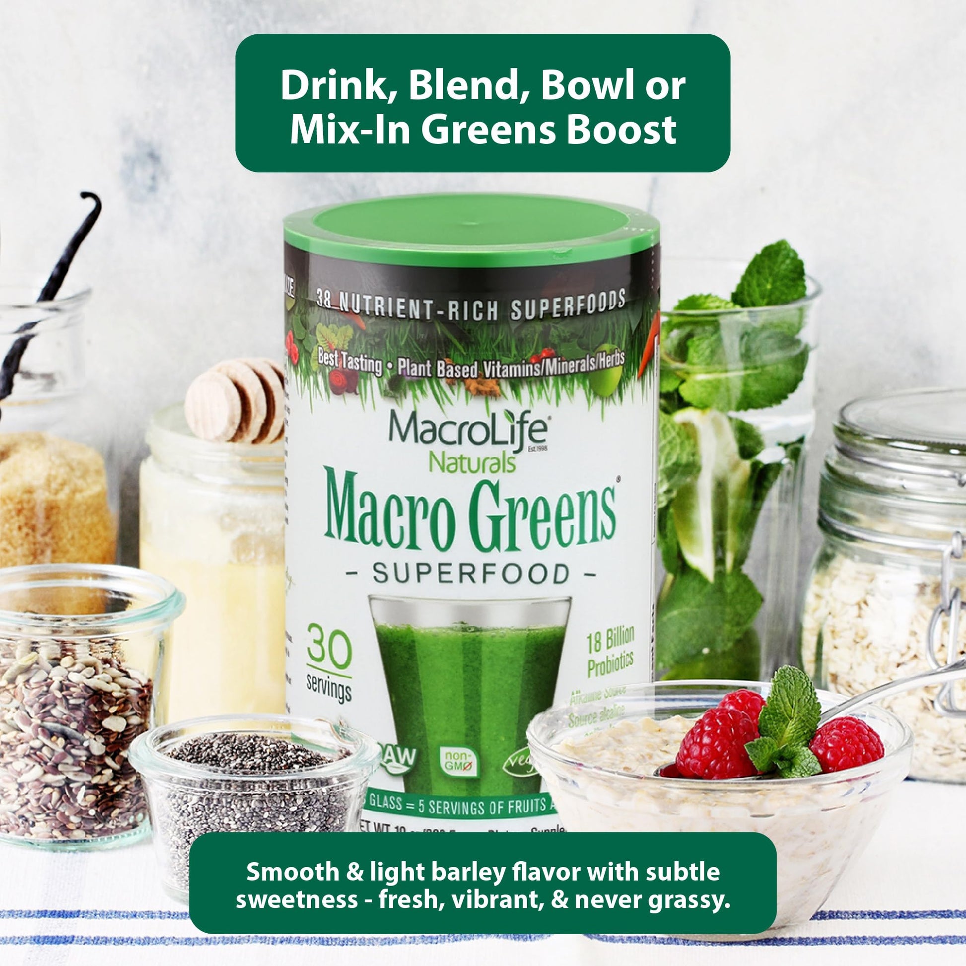 MacroLife Naturals Macro Greens Superfood Powder – 38 Superfoods with Probiotics, Digestive Enzymes & Adaptogens | Non GMO, Vegan, Gluten Free | 18B CFU | 10 oz (30 Servings) MacroLife NaturalsAu supplements