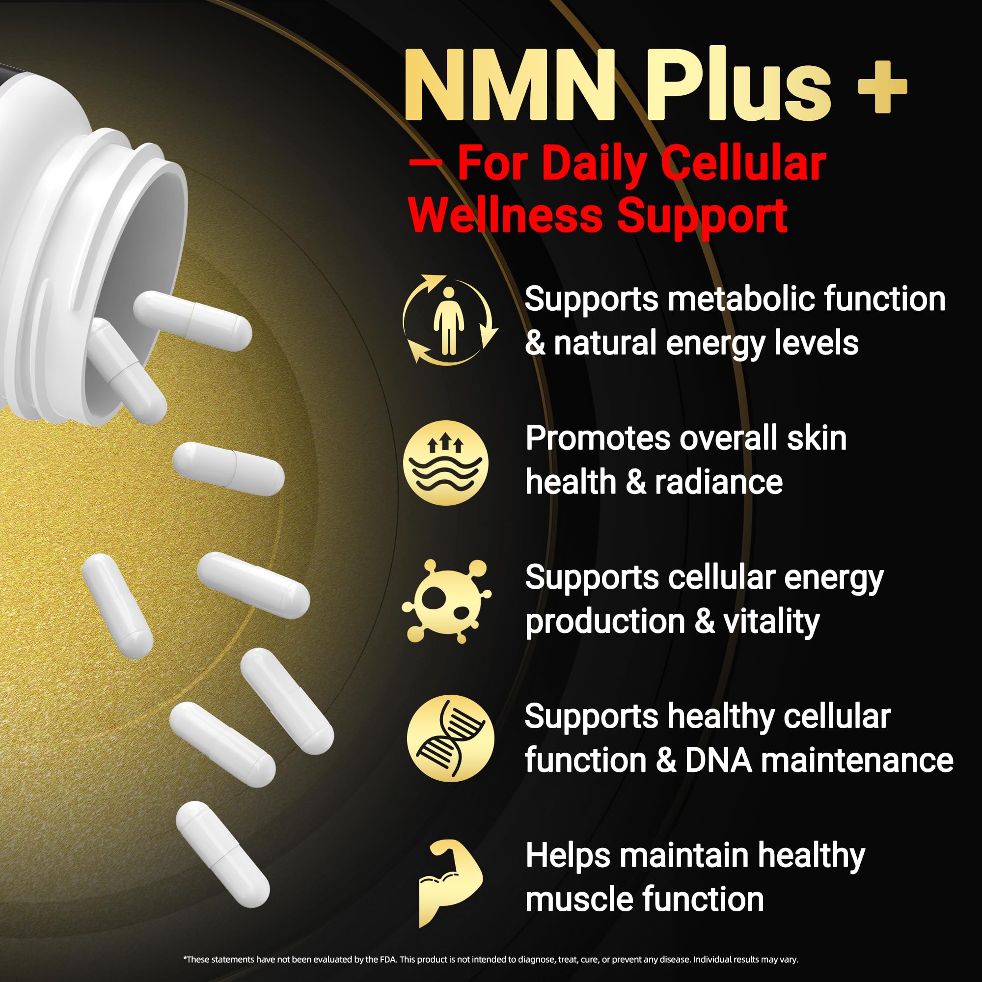 I LOVE HEALTH NMN Complex Plus+ for Women & Men with NAC, Alpha Lipoic Acid, CoQ10 & Resveratrol – 5-in-1 Cellular Energy & Healthy Aging Support – 60 Capsules, Non-GMO, Made in USA I LOVE HEALTHAu supplements