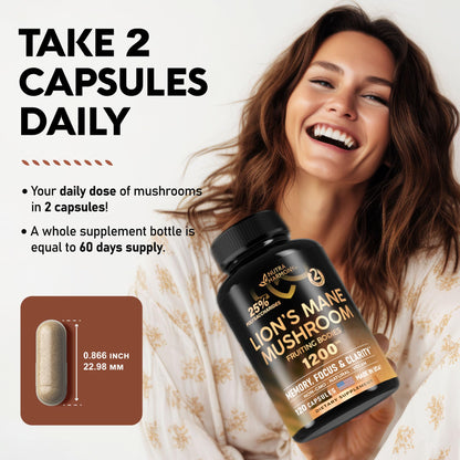 Organic Lions Mane - Certified Mushroom Supplement - Made in USA - Fruiting Bodies NUTRAHARMONYUS supplements