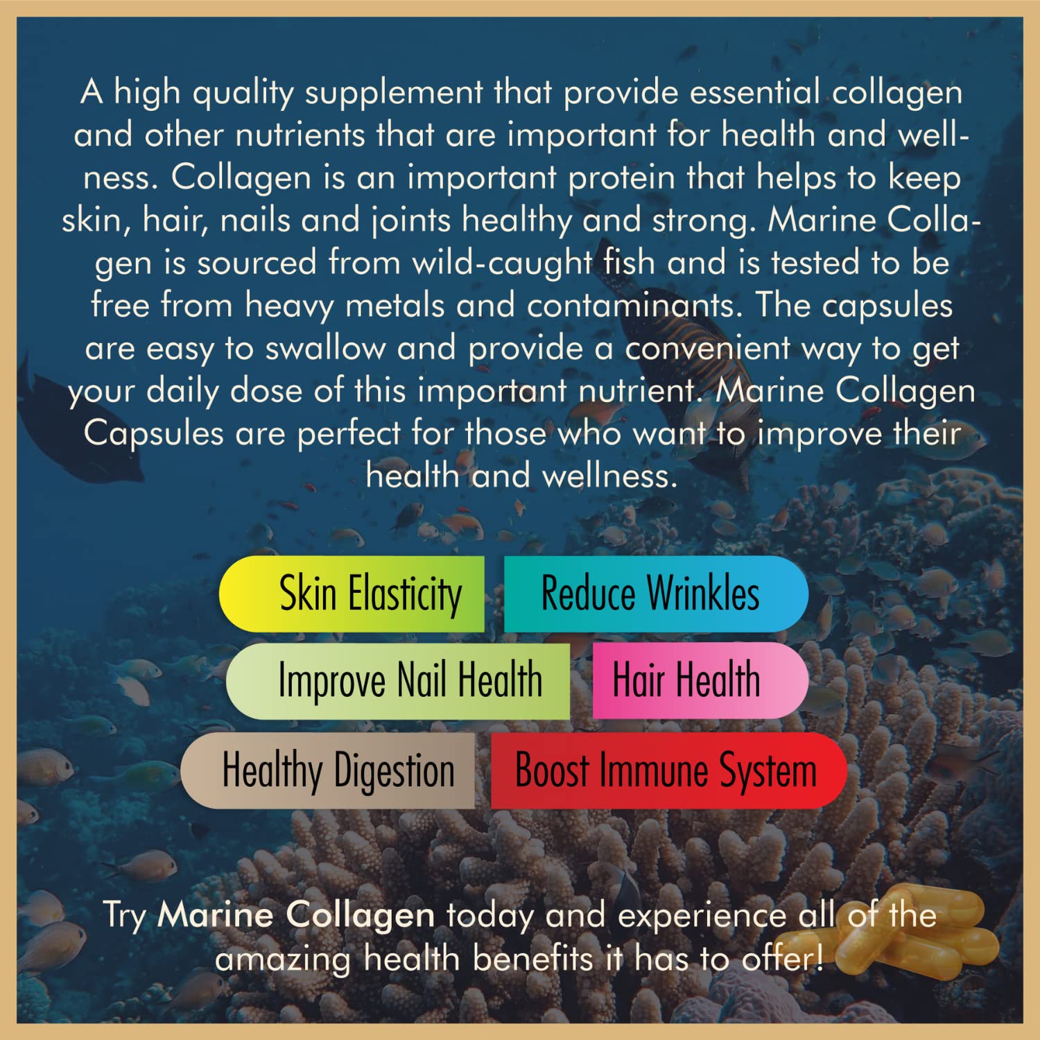 Vitalytes Marine Collagen Supplement 2400mg | 120 Marine Collagen Capsules Made in The UK VitalytesAu supplements