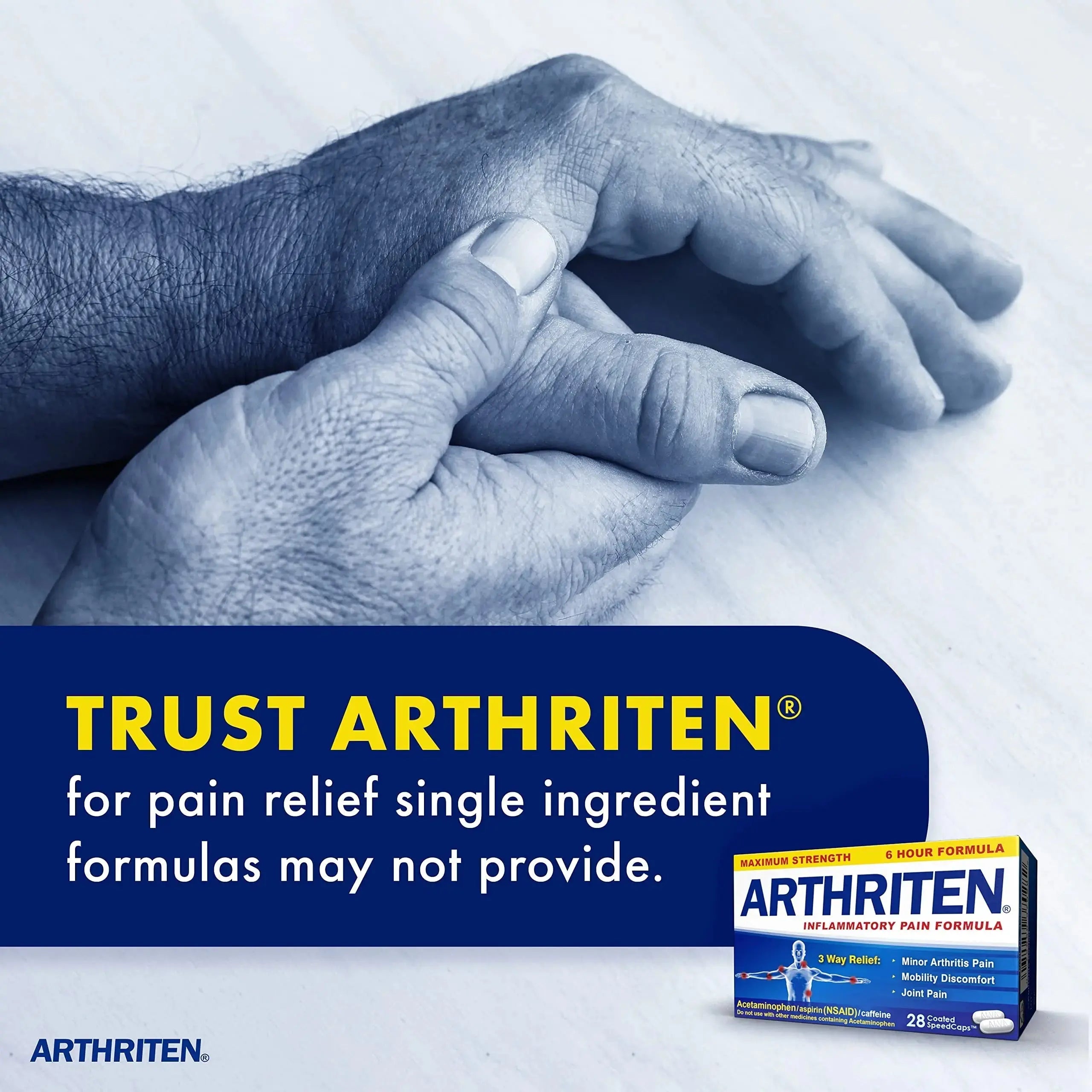 Arthriten Inflammatory Pain Formula Caplets with 3 Active Ingredients: Aspirin, Acetaminophen & Caffeine, White, 28 Count (Pack of 1) ArthritenAu supplements