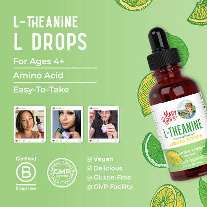 MaryRuth's L Theanine 200mg Liquid Drops | Mood Support for Adults & Kids | Focus Supplement | Natural Sleep Support | Vegan MARYRUTH'SUS supplements