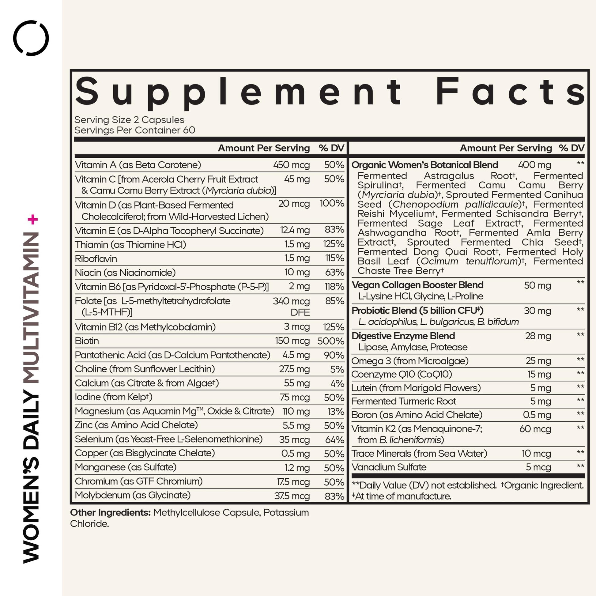 Codeage Women’s Daily Multivitamin, 25+ Vitamins & Minerals, Fermented, Organic Whole Foods, Probiotics Supplement - Vitamin A, B, C, D, E & K, Omega 3, Zinc – Vegan - 120 Capsules CodeageAu supplements