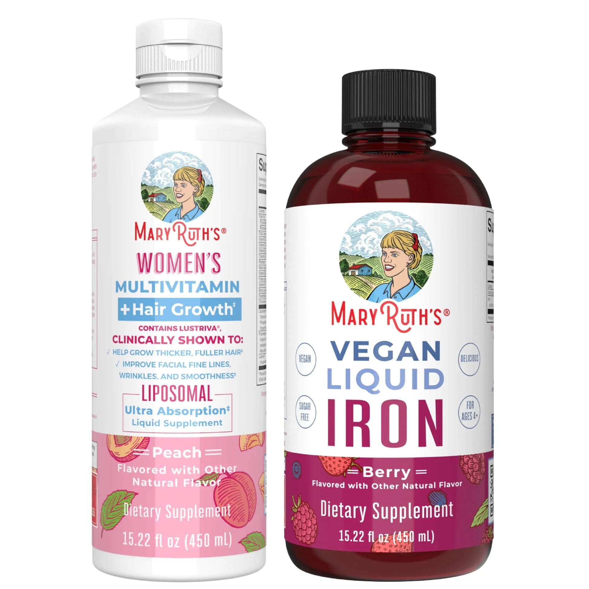 MaryRuth's Women's Multivitamin + Hair Growth Liposomal (Peach) & Iron Liquid (Berry) | Clean Label Project Verified® | MARYRUTH'SAu supplements