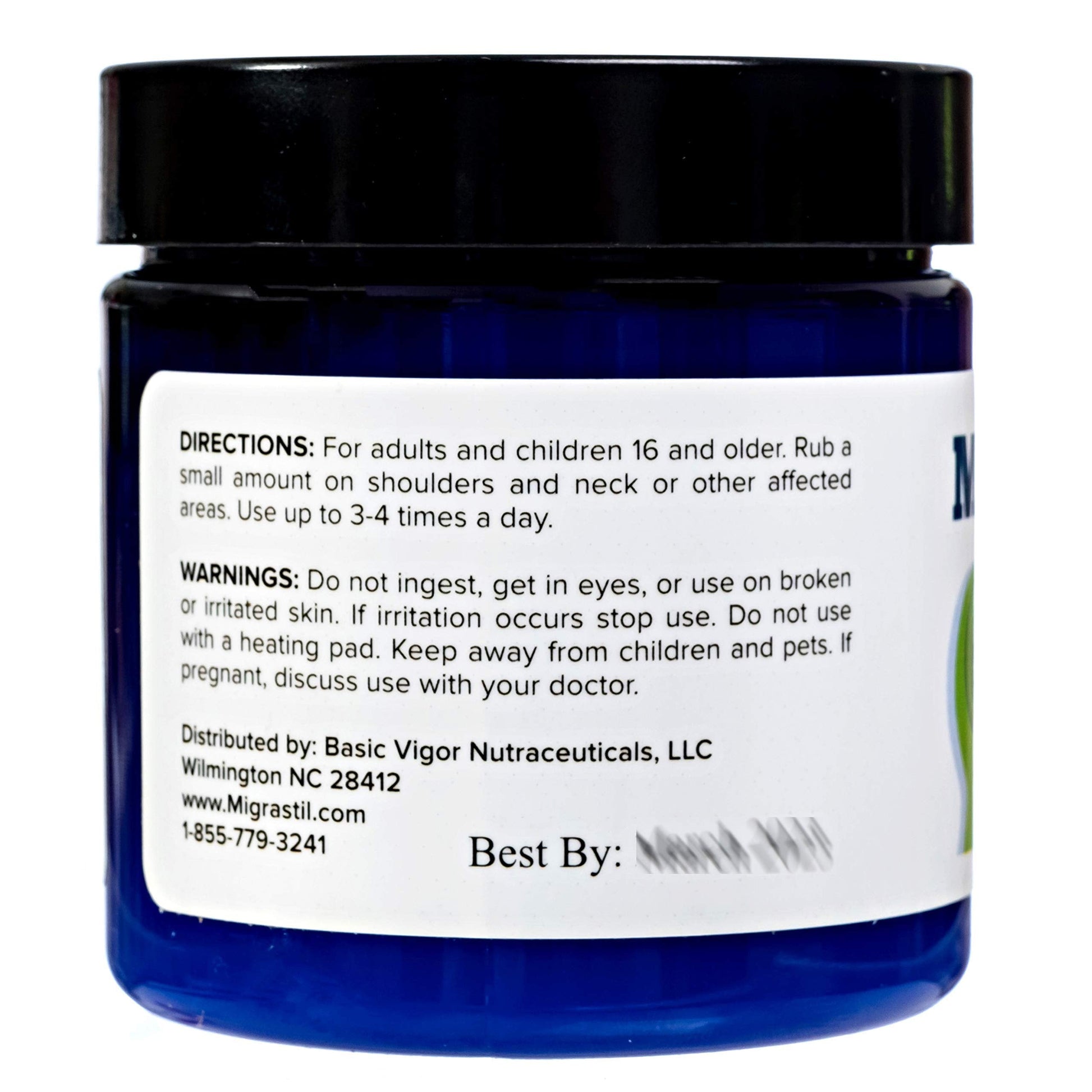 Basic Vigor Migrastil Neck & Shoulder Cream. Cooling Comfort for Migraines, Tech Neck & Tension. (4 oz.) Made in The USA. Basic VigorAu supplements