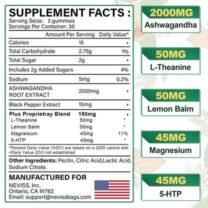 NEVISS Ashwagandha Gummies 2000mg, Feel Refreshed, Plus Proprietary Blend NEVISSUS supplements