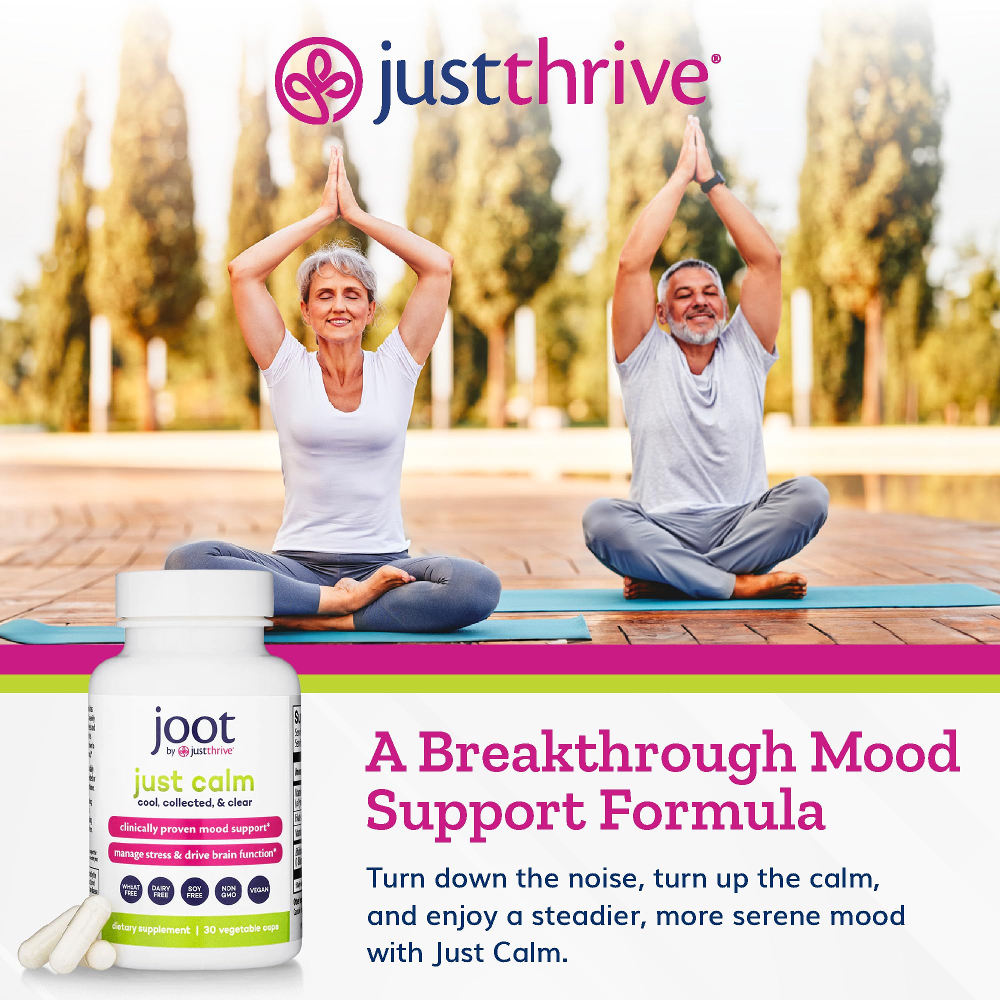 Just Thrive - Just Calm - Cortisol Manager - Calming, Memory, and Mood Support Supplement - Vegan, 30 Calm Capsules Just ThriveUS supplements