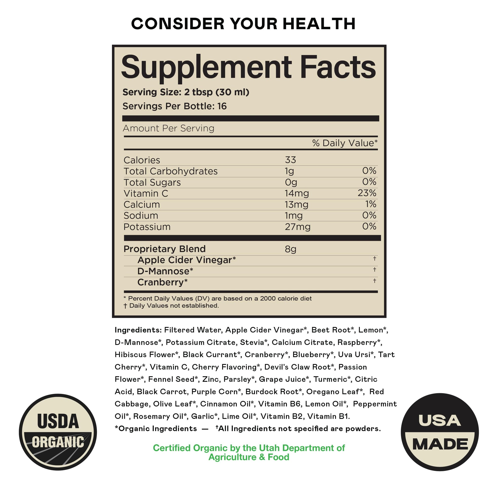 Complete Natural Urinary Tract Complete 8oz - Liquid Supplement for Urinary Tract Health with Organic Cranberry, D-Mannose, Beet Root, Fennel Seed, and Turmeric Complete Natural ProductsAu supplements