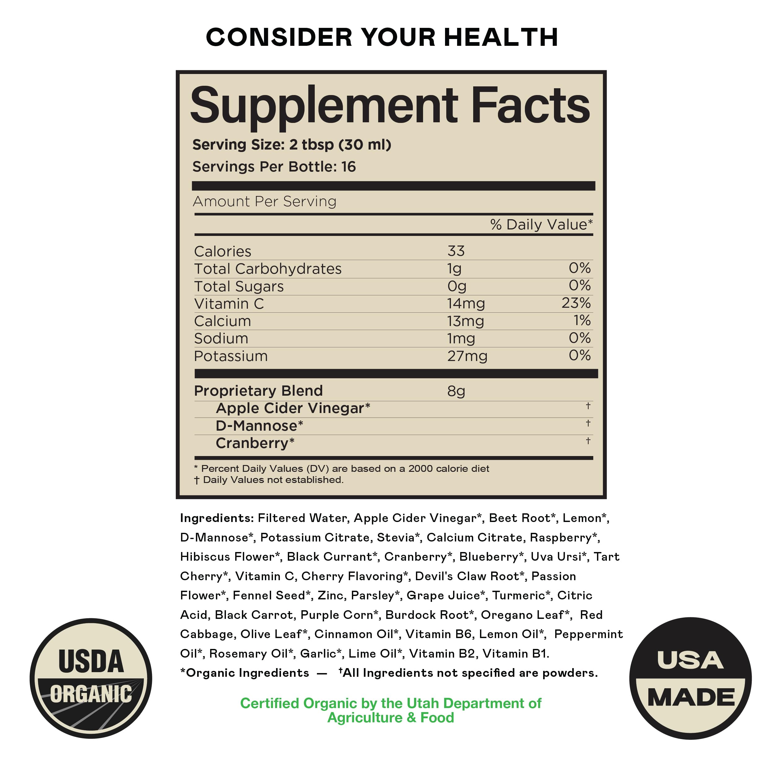 Complete Natural Urinary Tract Complete 8oz - Liquid Supplement for Urinary Tract Health with Organic Cranberry, D-Mannose, Beet Root, Fennel Seed, and Turmeric Complete Natural ProductsAu supplements