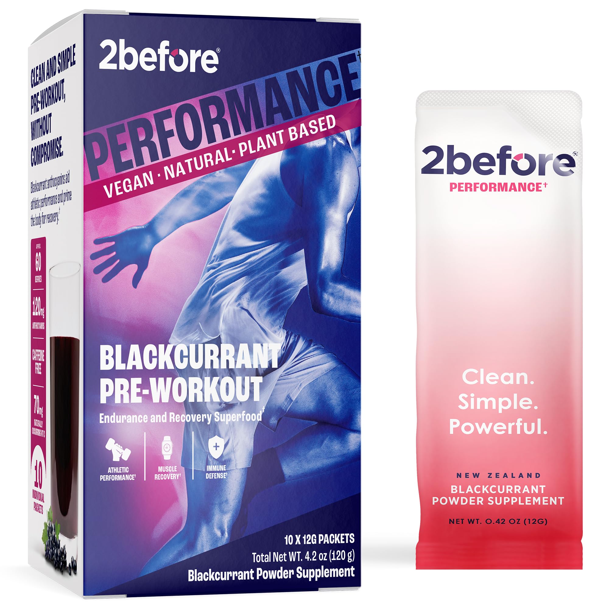 2before Blackcurrant I All Natural Vegan Pre Workout, with 120mg Caffeine I Clean Energy 2beforeAu supplements