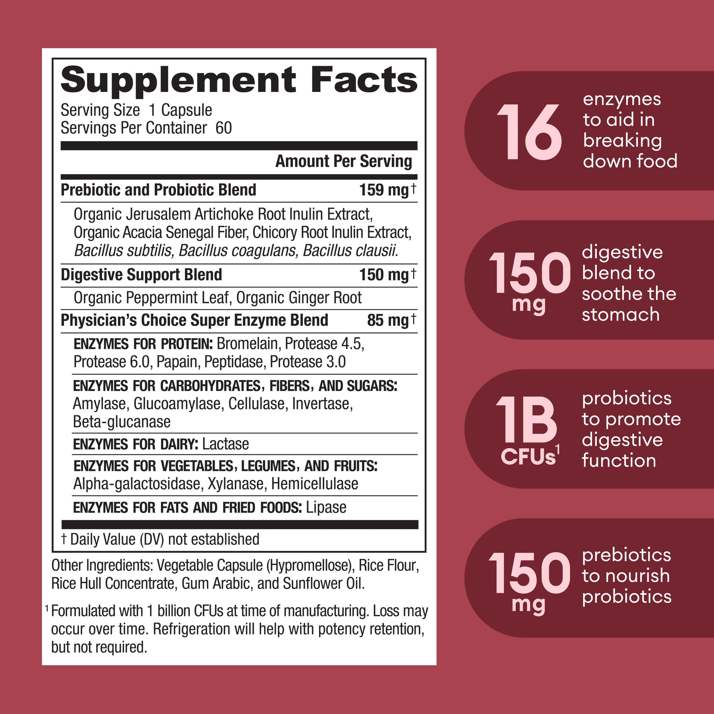 Physician's CHOICE Digestive Enzymes - Multi Enzymes, Bromelain, Organic Prebiotics Physician's CHOICEAu supplements