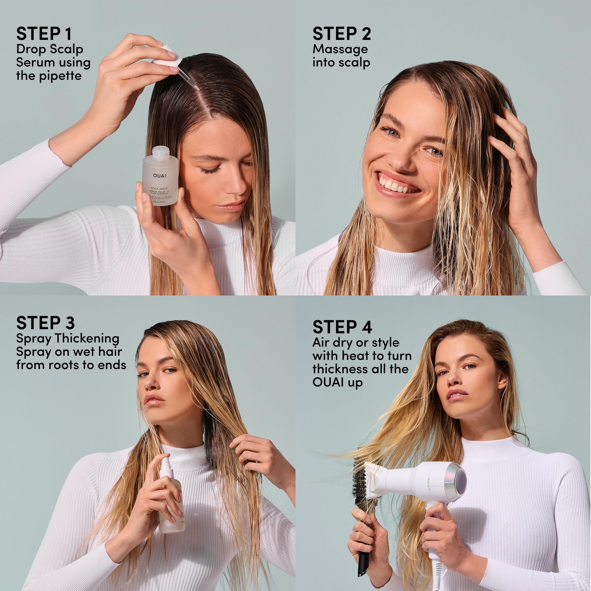 OUAI Hair Thickening Spray - Thickening & Volumizing Spray for Instantly Thicker, Fuller-Looking Hair - Protects, Strengthens & Repairs with Amaranth Peptide & Amino Acids (6 Fl Oz) OUAIAu supplements