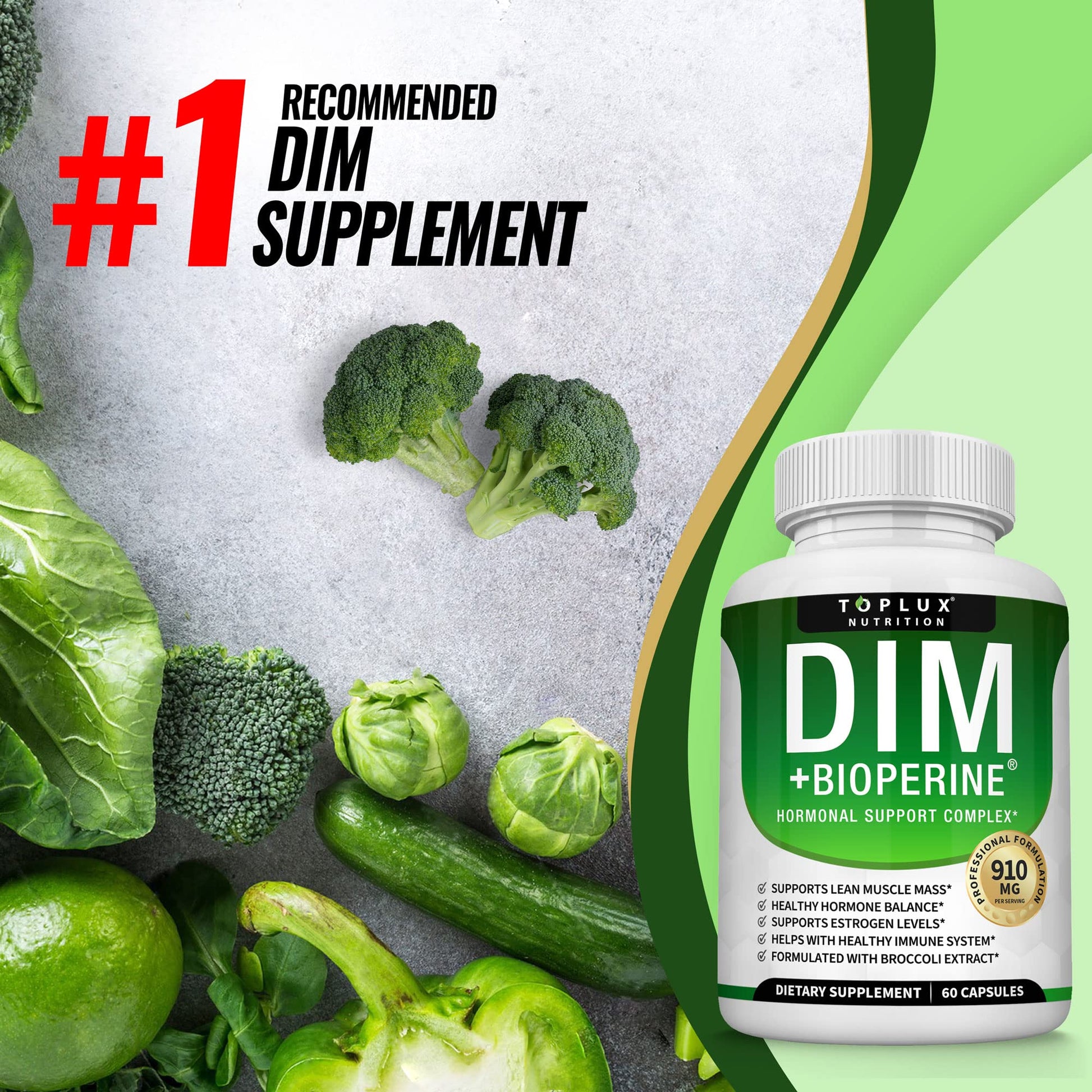 Dim Supplement 910 mg Plus BioPerine Complex - Diindolylmethane to Support Hormone Balance TopluxAu supplements
