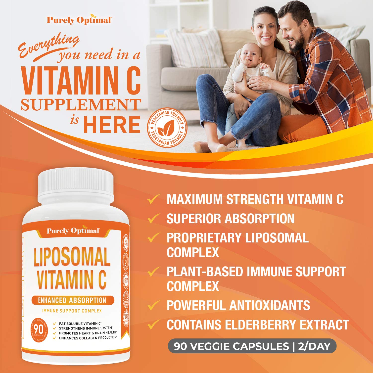 Premium Liposomal Vitamin C Supplement - High Absorption, Fat Soluble Ascorbic Acid Purely OptimalUS supplements