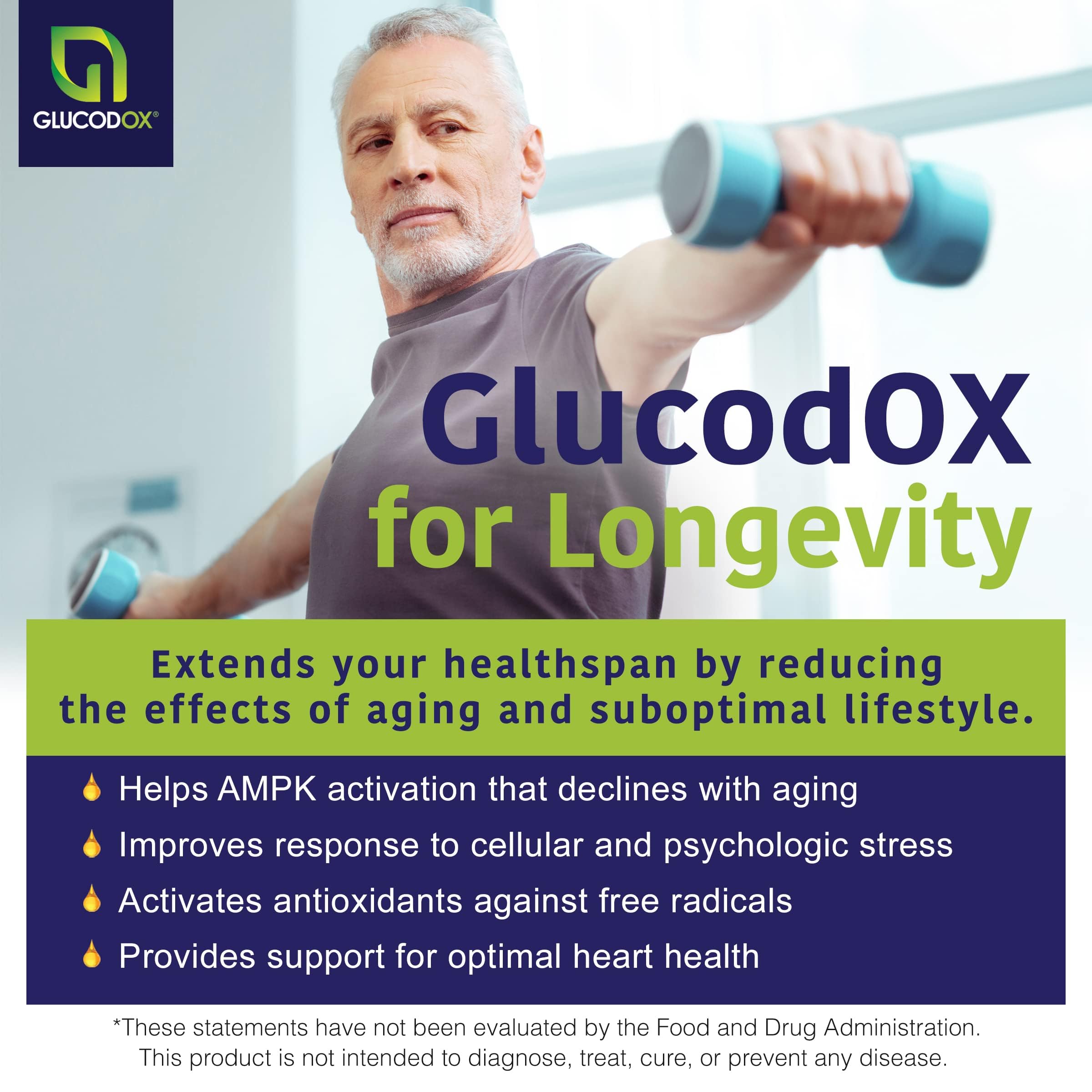 GlucodOX AMPK Activator Supplement – AMPK Enzyme, Metabolism Booster, Guggul Supplement for Body Management & Longevity – Vegan Metabolic Support - 30 Day Supply (60 Capsules) GlucodOXAu supplements