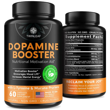 TWINLEAF Dopamine Brain Support Supplement, 1000 mg Blend - Made in USA - with DMAE, Vitamin B12 and L-Tyrosine TWINLEAFAu supplements