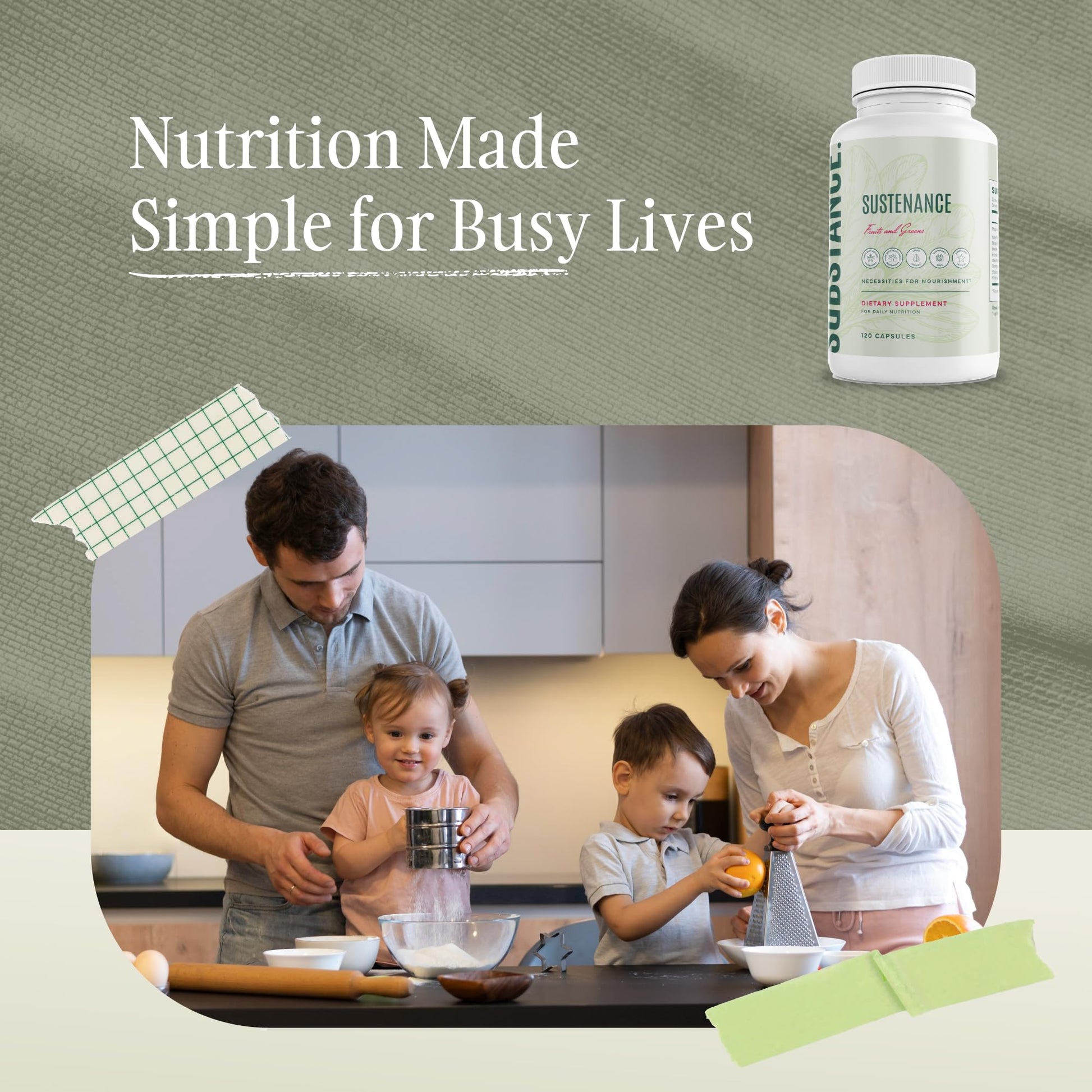 SUBSTANCE. - Nature's Sustenance Daily Greens, Daily Fruit and Veggies Supplement - Enhance Energy, Mental Clarity - Fruits and Vegetables Supplements - US Made, Vegan-Friendly - 30 Servings. SUBSTANCE.Au supplements