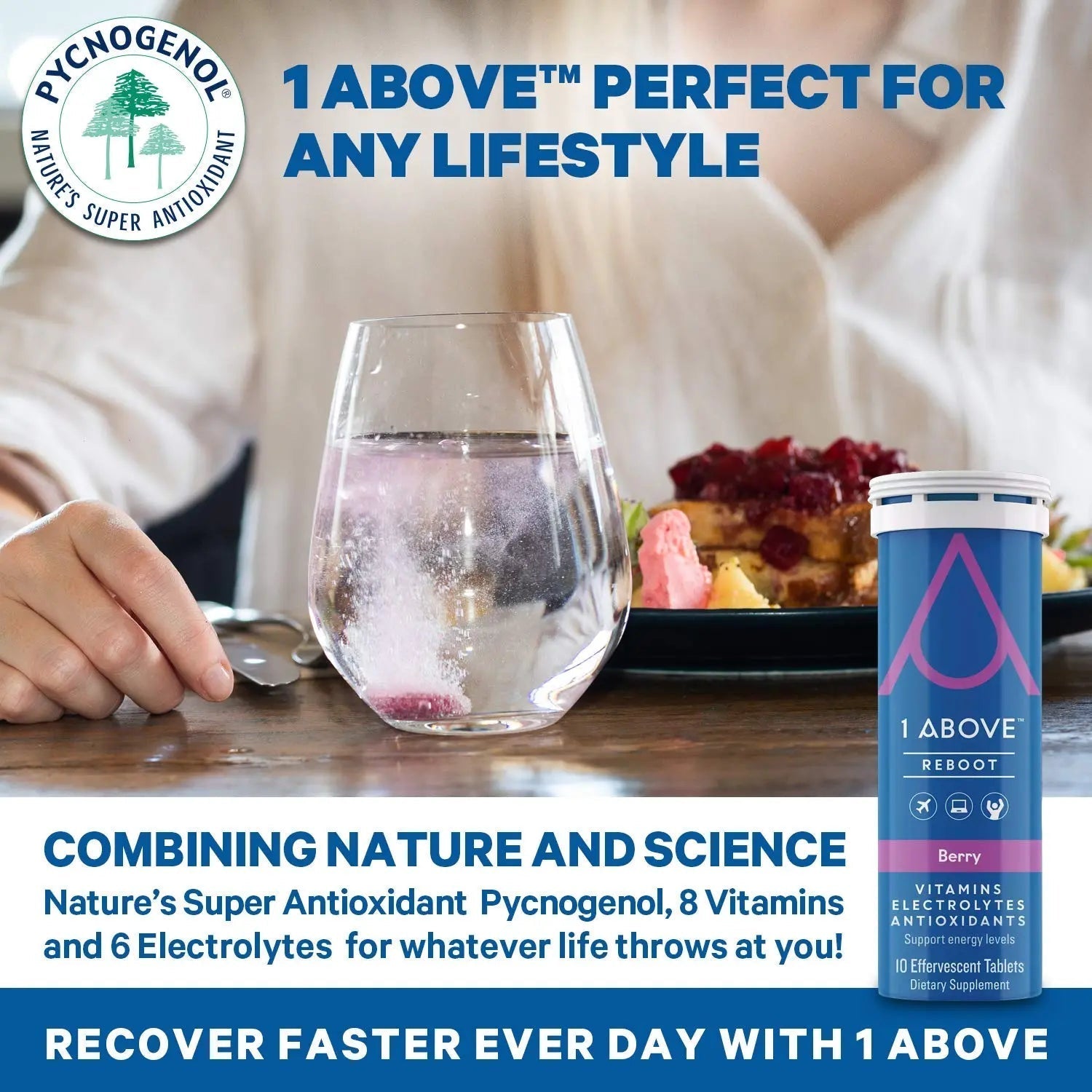 1Above Jet Lag Relief Tablets - Citrus-Flavored Effervescent Multivitamin with Pycnogenol Travel Supplement for Hydration, Energy 1ABOVEAu supplements