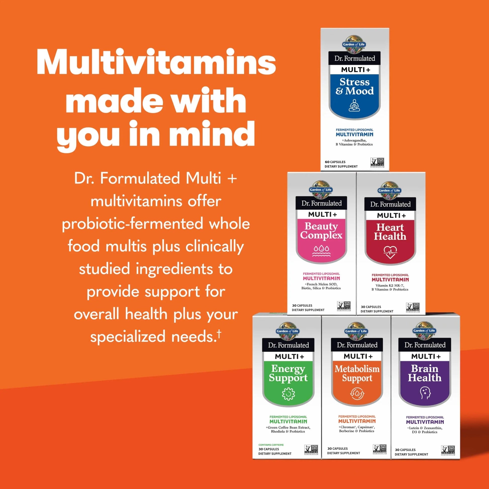 Garden of Life Dr. Formulated Multi+ Metabolism Support - Fermented Liposomal Multivitamin + Chromax, Capsimax, Berberine & Probiotics - 30 Capsules Garden of LifeAu supplements