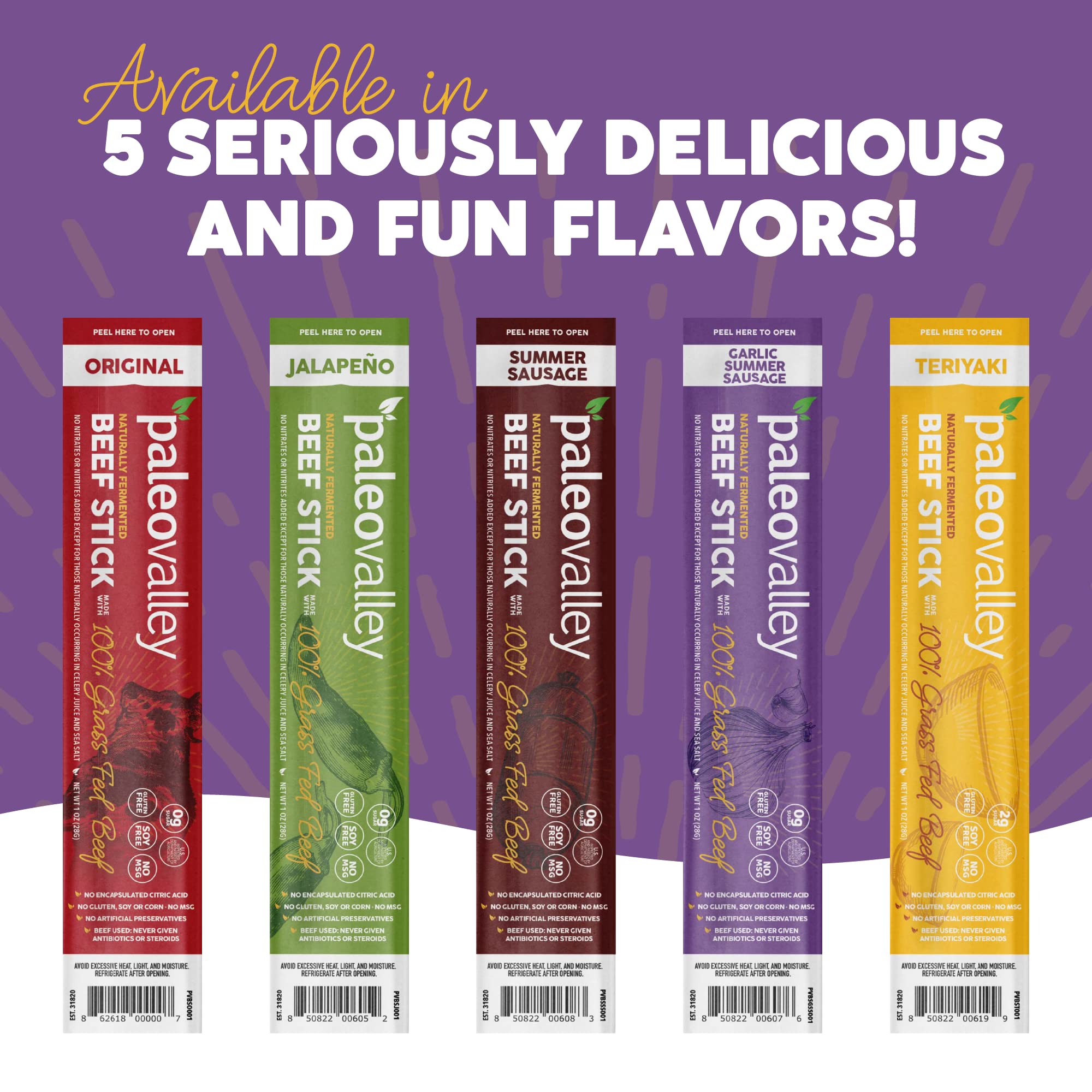 Paleovalley 100% Grass Fed Garlic Summer Sausage Beef Sticks - Delicious Gluten Free Beef Snack - High Protein Keto Friendly PaleovalleyUS supplements
