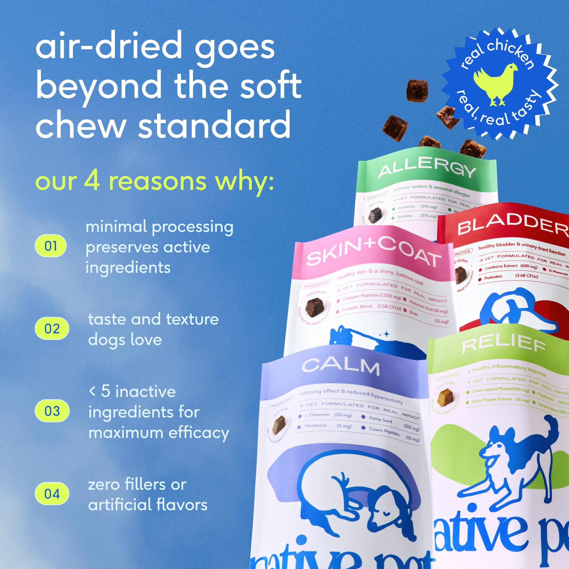 Native Pet Dog Allergy Chews - Dog Allergy Relief for Medium Breeds - Supports Seasonal Itch Relief, Healthy Immune Function & Reduces Sneezing - Colostrum, Spirulina, & Probiotics - 30 Days Supply Native PetAu supplements