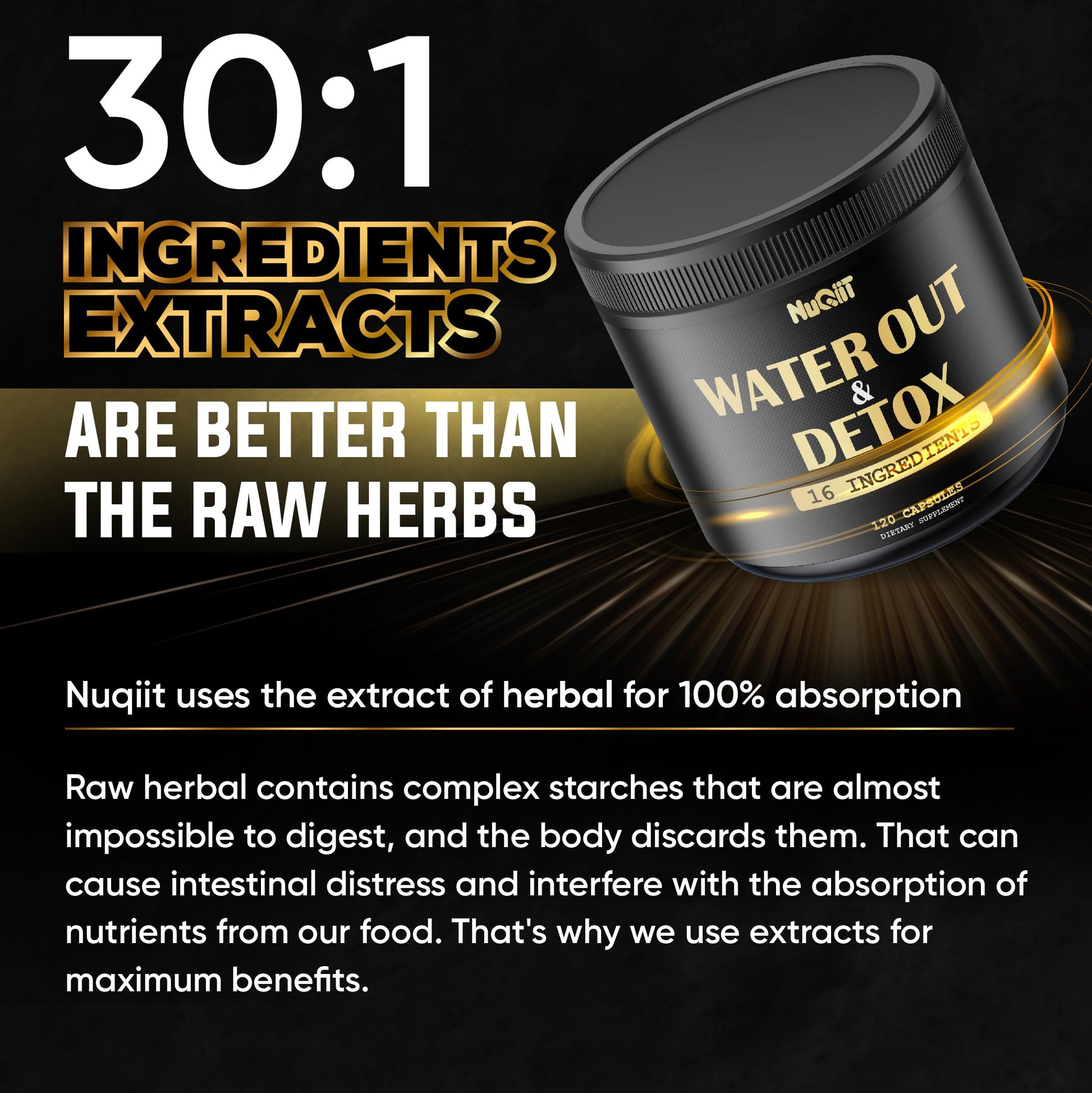 Nuqiit Water Out Supplement with Dandelion Root 12000mg Apple Cider Vinegar 4500mg & More NuqiitAu supplements