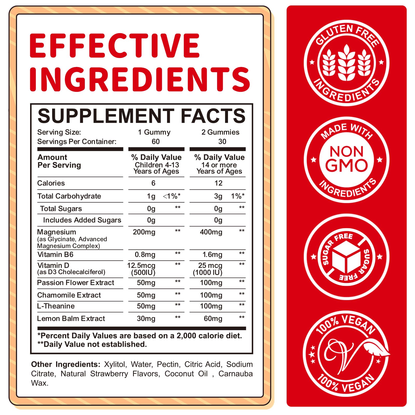 Magnesium Gummies for Kids - Magnesium Glycinate Gummies Supplement with L-Theanine, Vitamin B6, D3 for Kids & Adults Sleep, Calm, Relaxation, Brain, Bones, Sugar Free Strawberry 60ct ReviNutraAu supplements