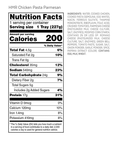 HMR Chicken Pasta Parmesan Entrée | Pre-packaged Lunch or Dinner to Support Weight Loss HMRUS supplements
