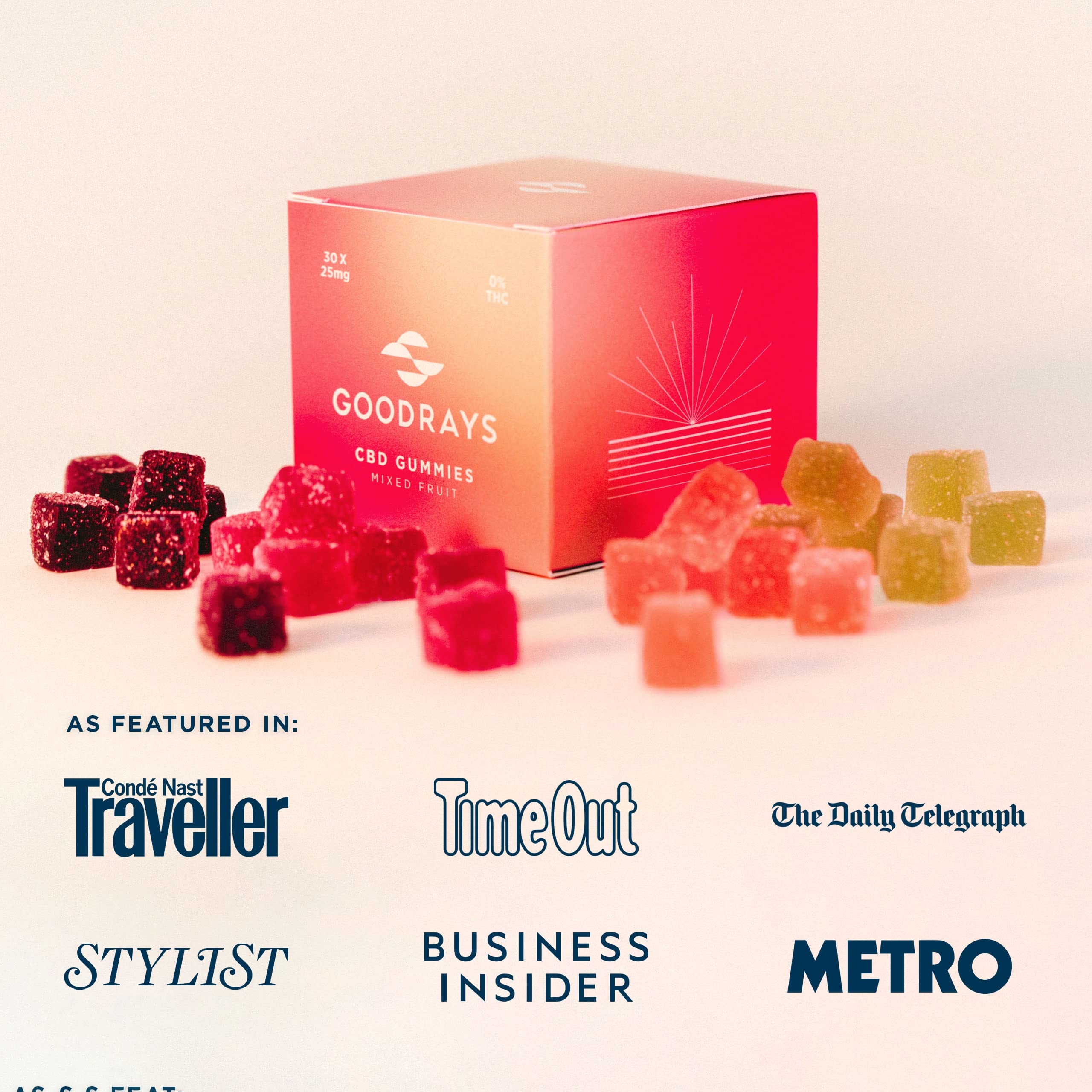 Goodrays - CBD Gummies - High Strength 30 x 25mg Mixed Fruits CBD Edibles GoodraysUS supplements